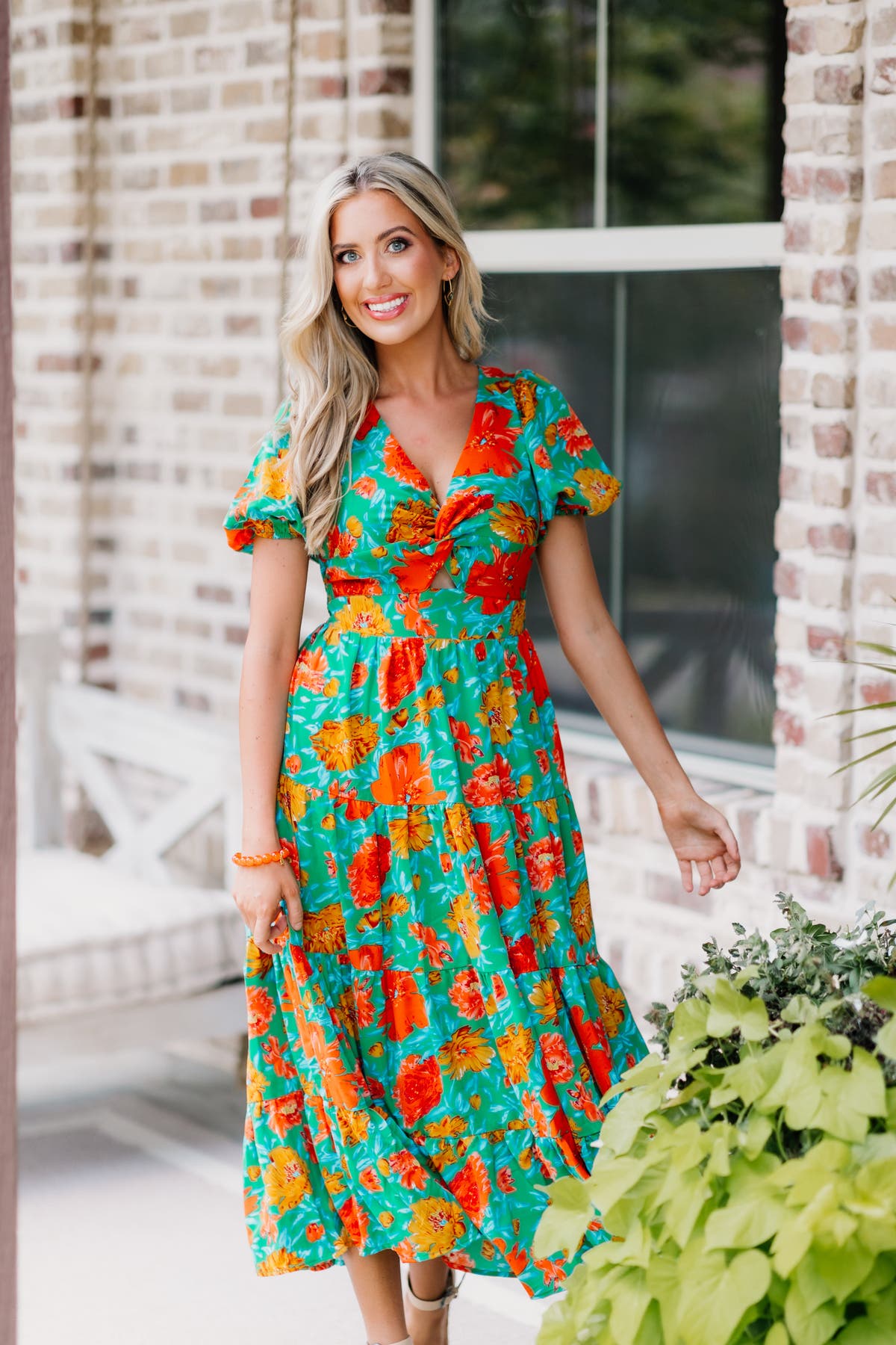 green twist front dress Halter Neck Front Twist Maxi Dress Large / Kelly Green