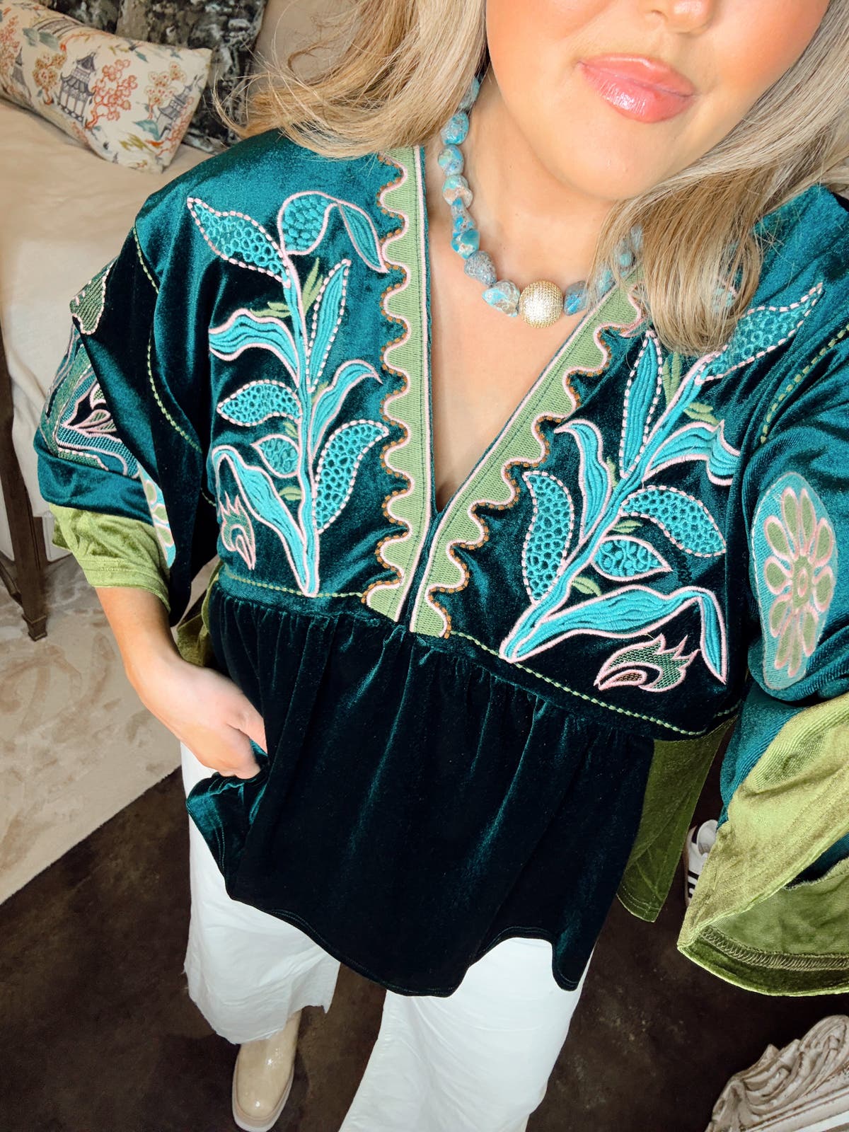 Embroidered Velvet Shirt Luxury RTW Embroidered Velvet Shirt Code: P9332SU  Shop