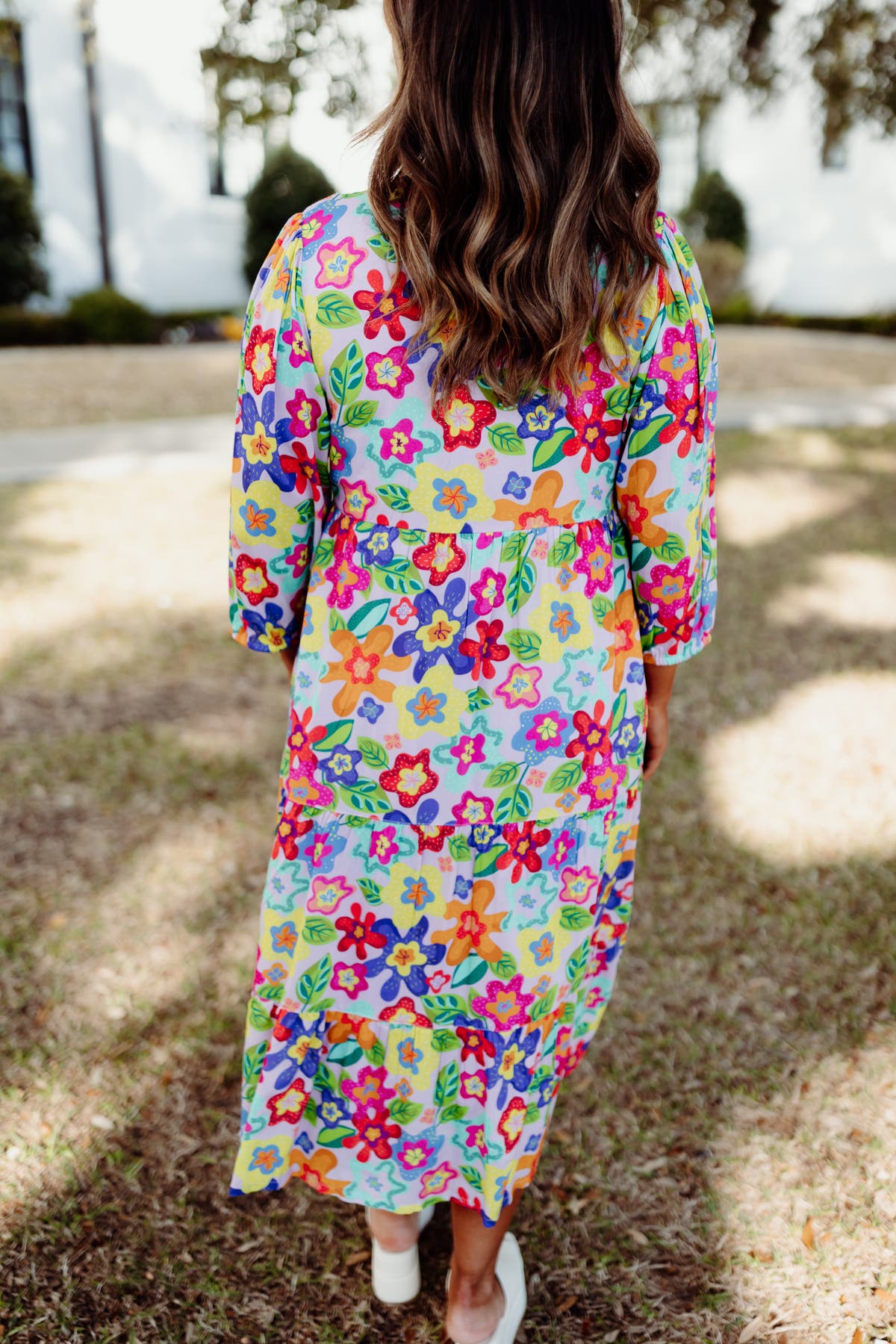 Briton Court Lavender Floral Orchid Midi Dress