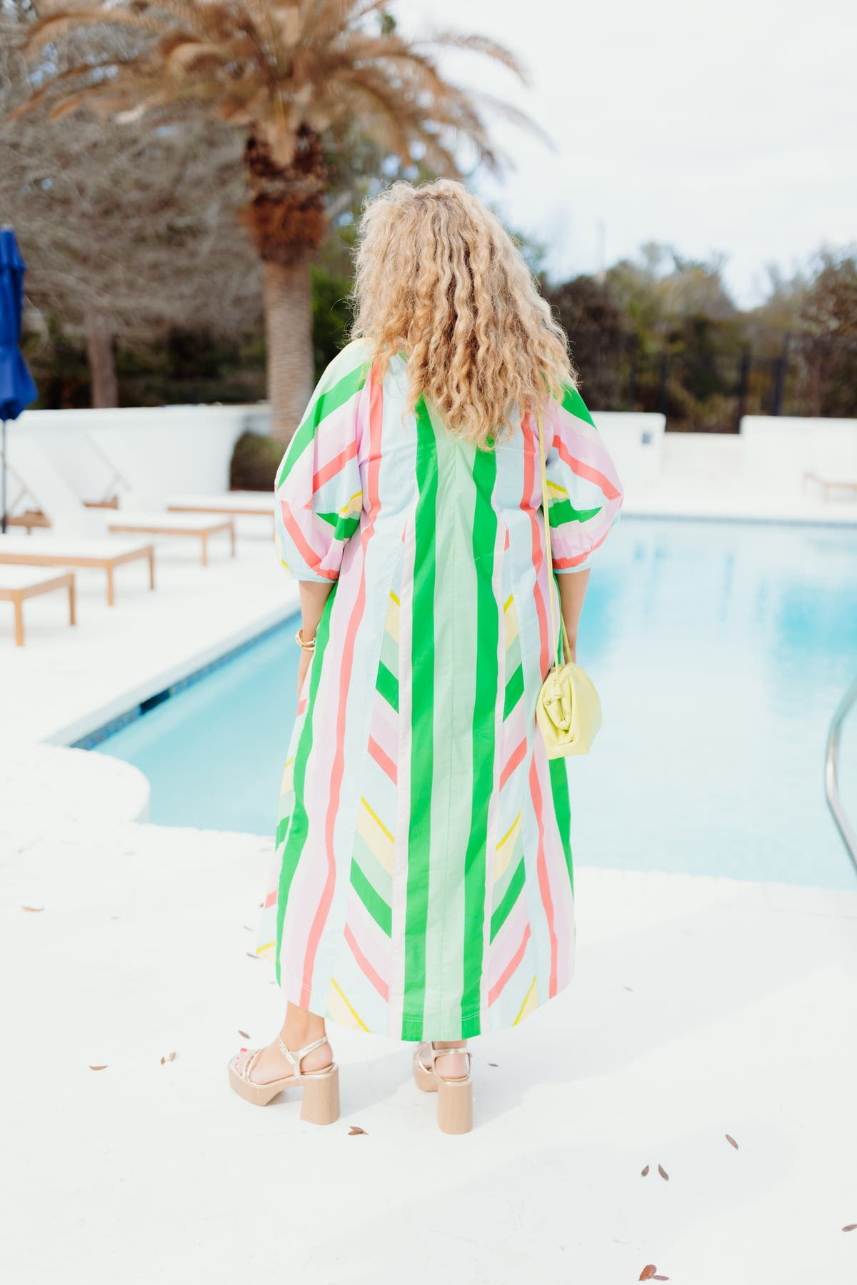 Green and Pink Multi Striped Puff Sleeve Poplin Maxi Dress | Fly Boutique Green and Pink Multi Striped Puff Sleeve Poplin Maxi Dress | Fly Boutique