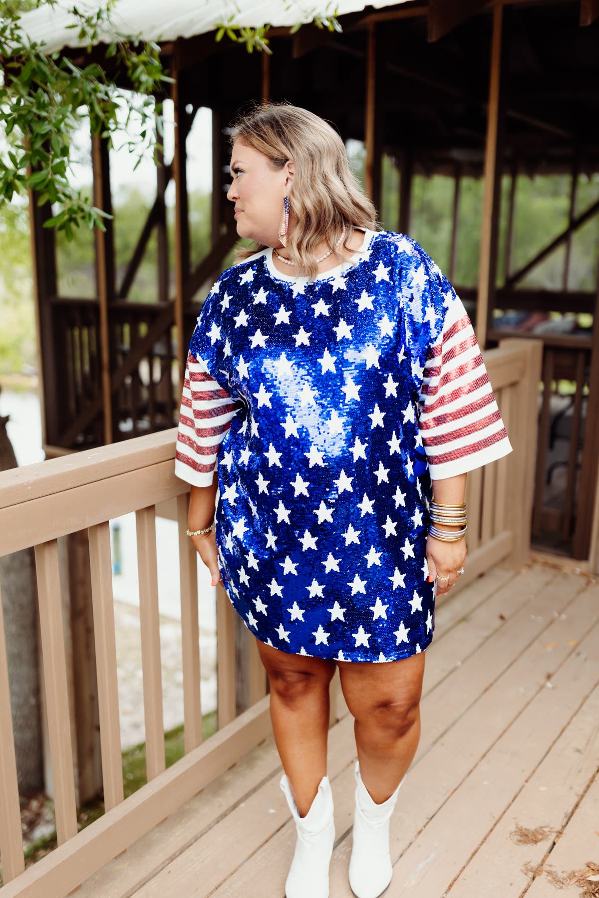 american flag sequin dress Anna-Kaci Women's Spaghetti Strap Sleeveless USA Patriotic Dress- XX Large, multicolored flattering cut hugs your curves while the sleeveless design keeps you cool and confident Red White & Blue Sequin