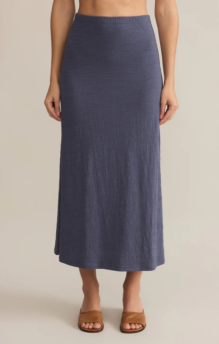 Delavine Textured Midi Skirt In Worn Blue by Z Supply