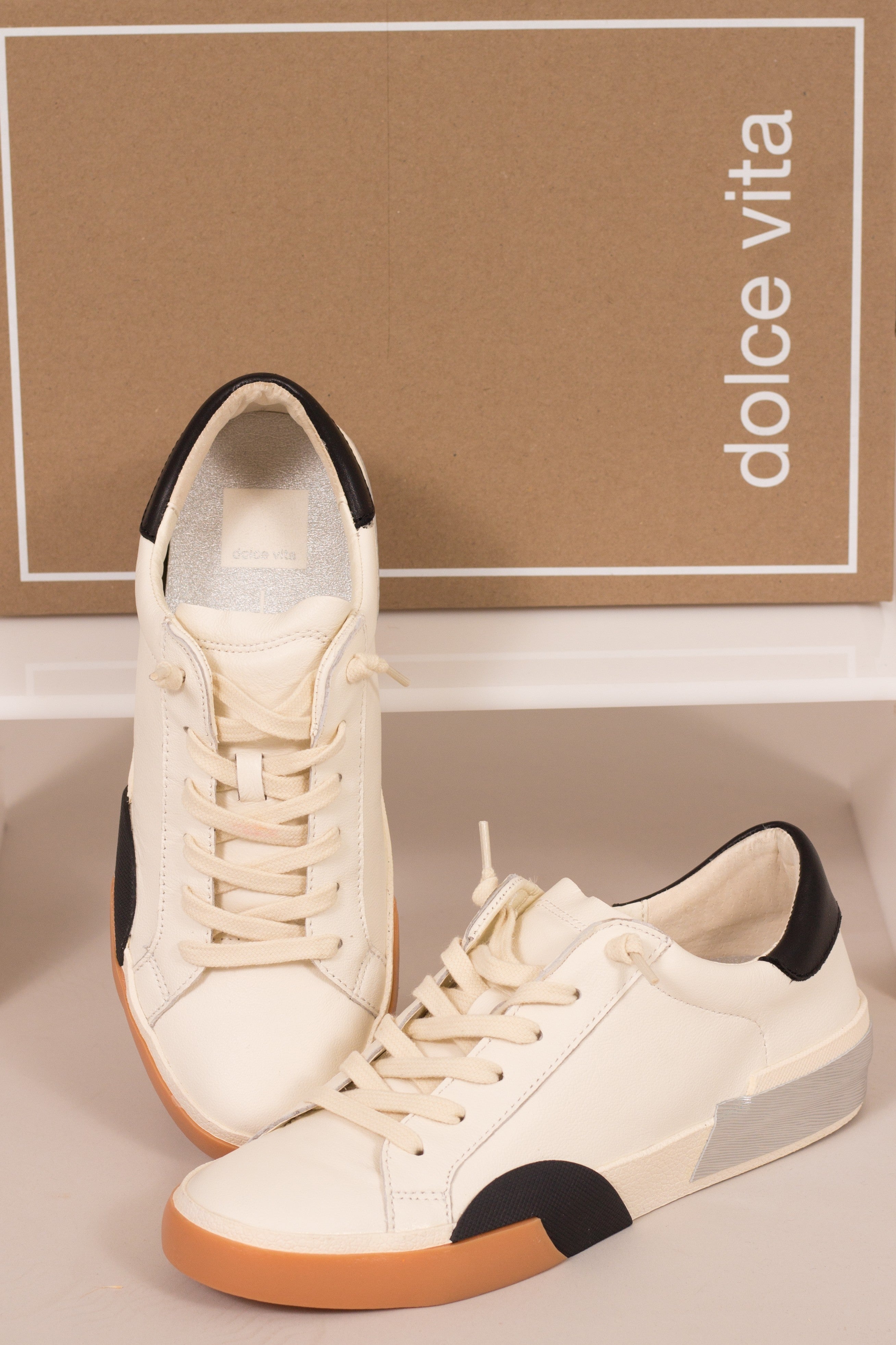zina sneakers in white black leather