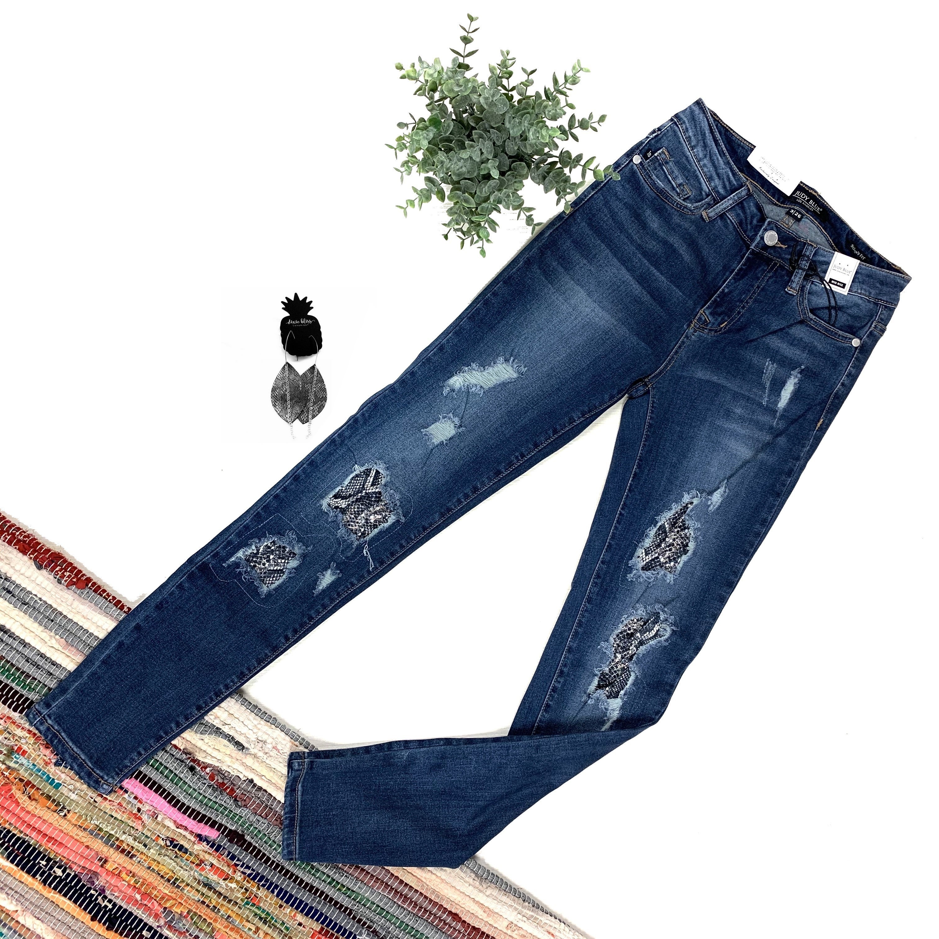 Judy Blue Snake Patch Skinny Jeans 