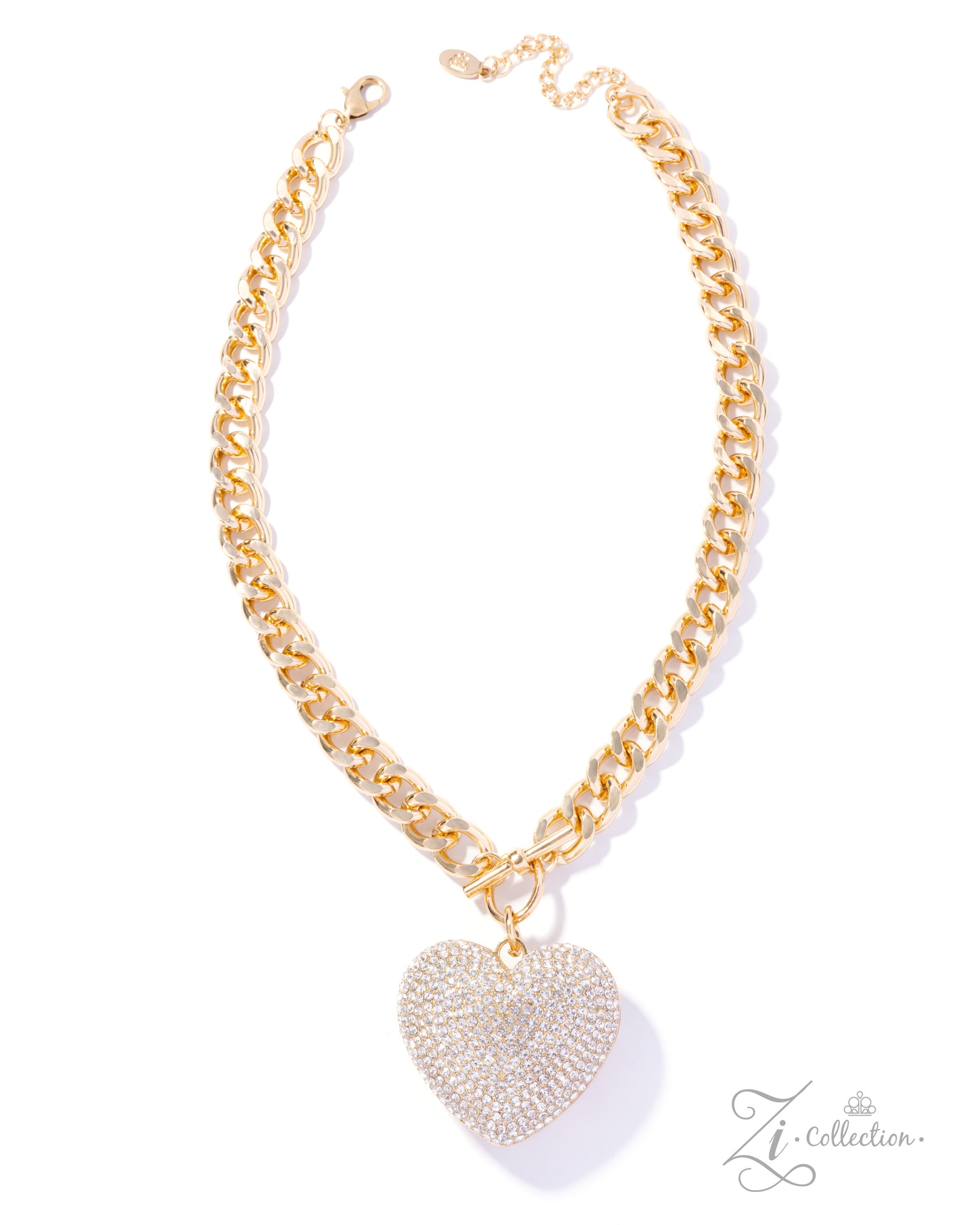 Enamored - Gold Toggle White Rhinestone Heart - 2025 Zi Enamored - Gold Toggle White Rhinestone Heart - 2025 Zi