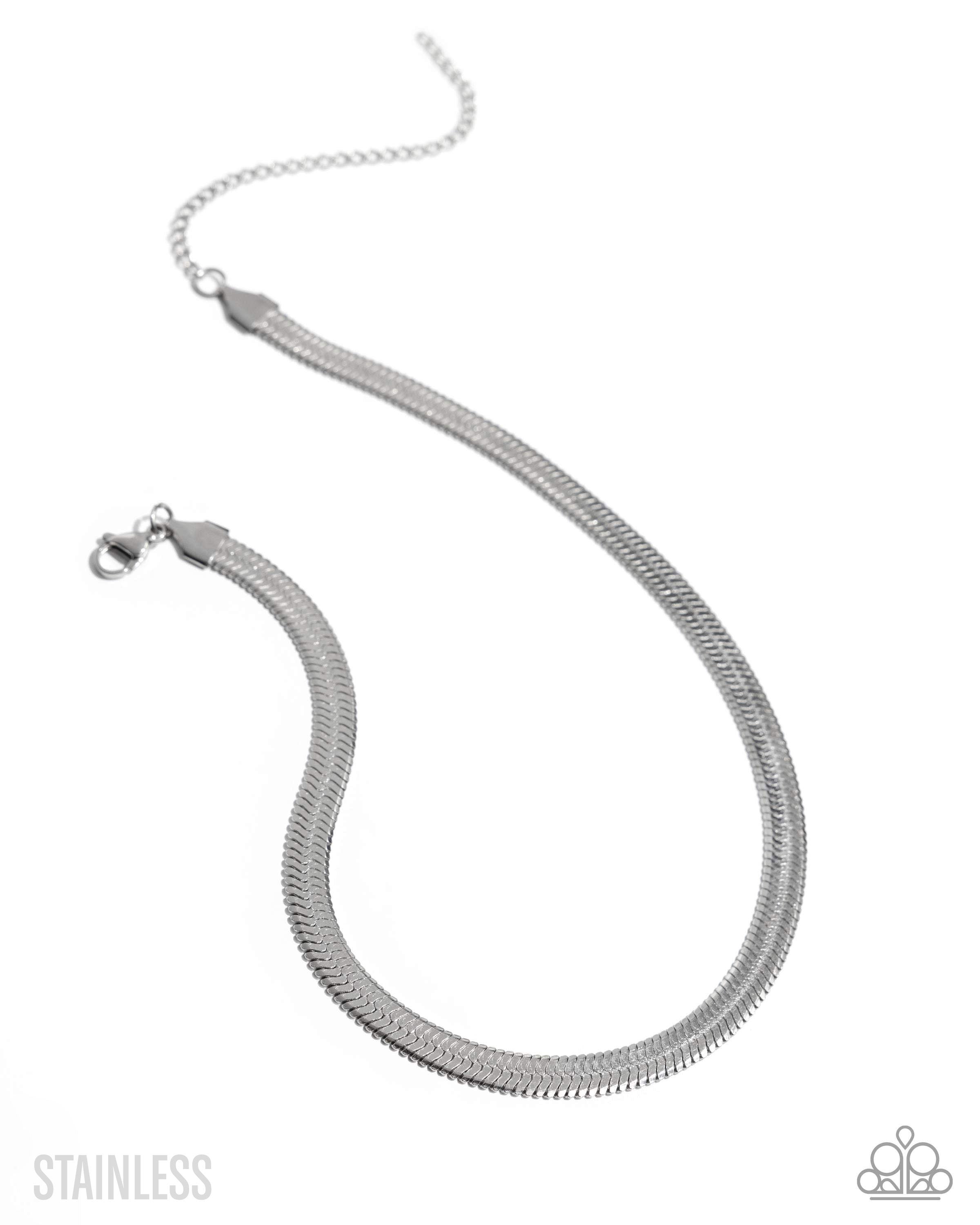 Herringbone Haute - Silver Stainless Steel Flat Snake Chain