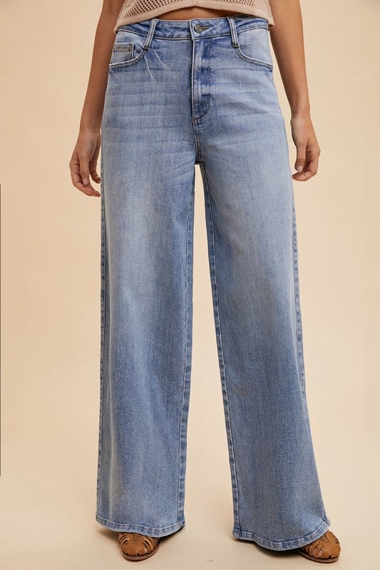 【Honi Anne】Tint Washing Wide Denim Pants Honi Anne(ホーニアン) - ティントウォッシュ加工ワイドデニム
