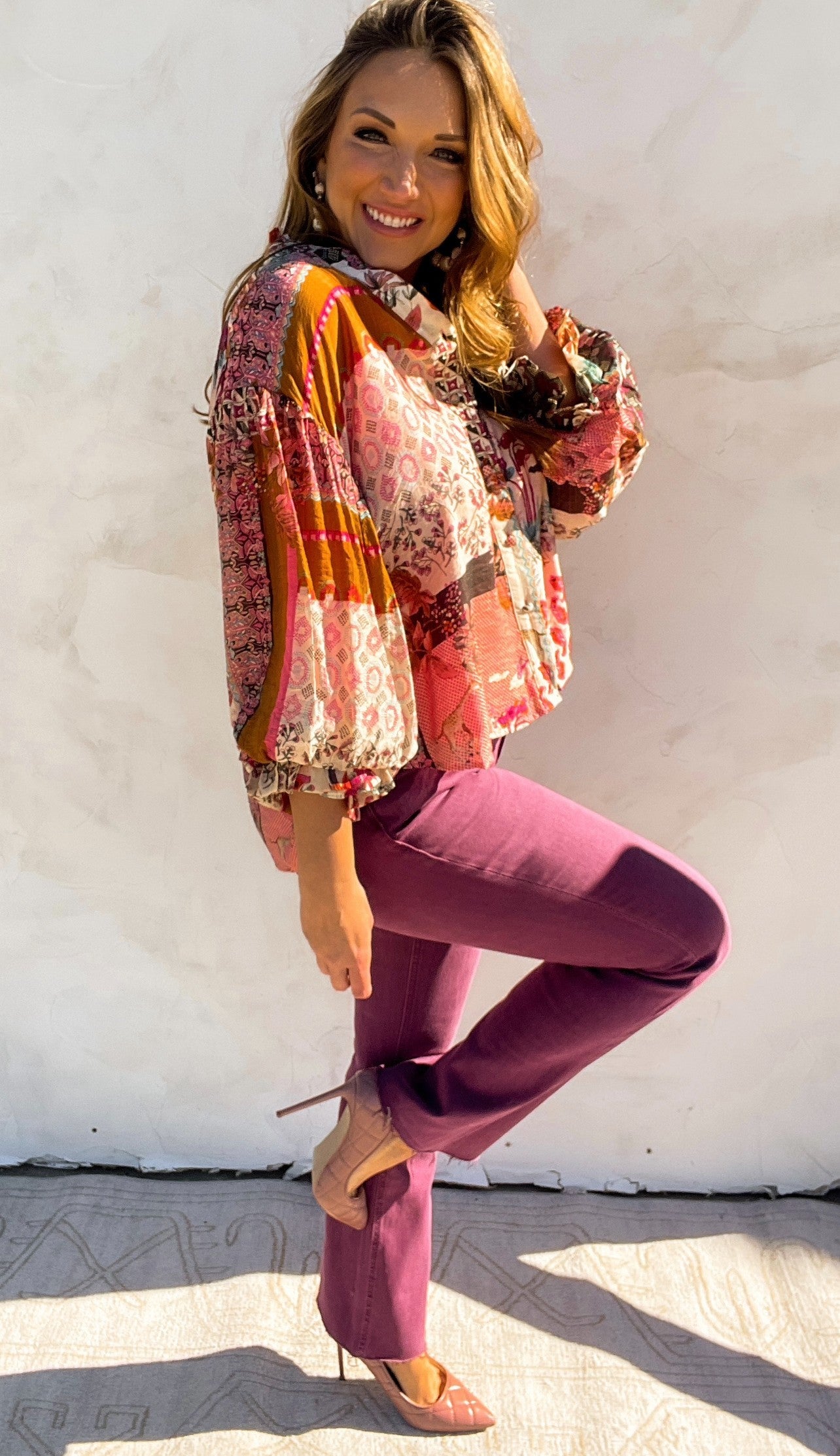 pink patchwork top