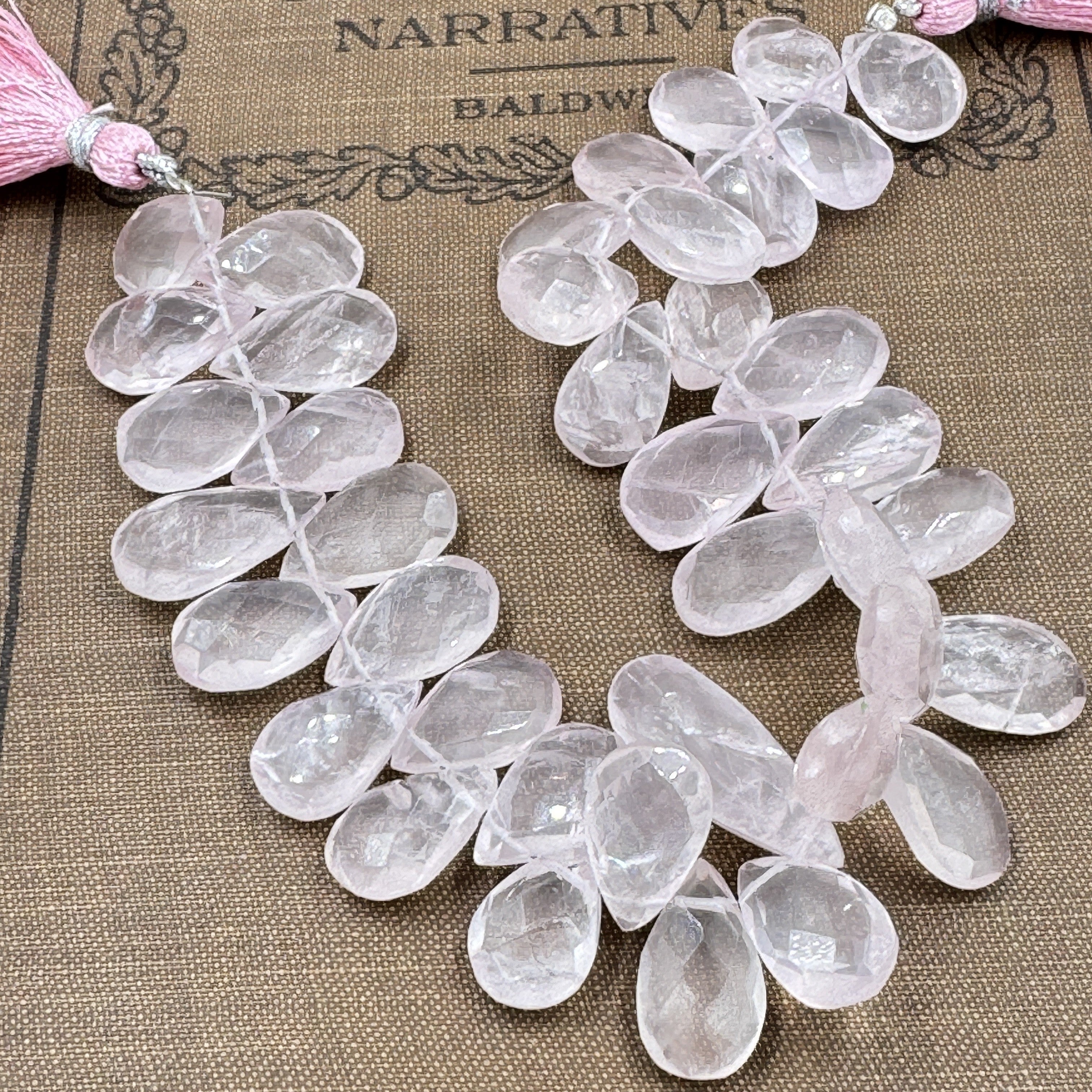 Rose Quartz 8 Strand 11x8 17x10mm Faceted Teardrop Beads