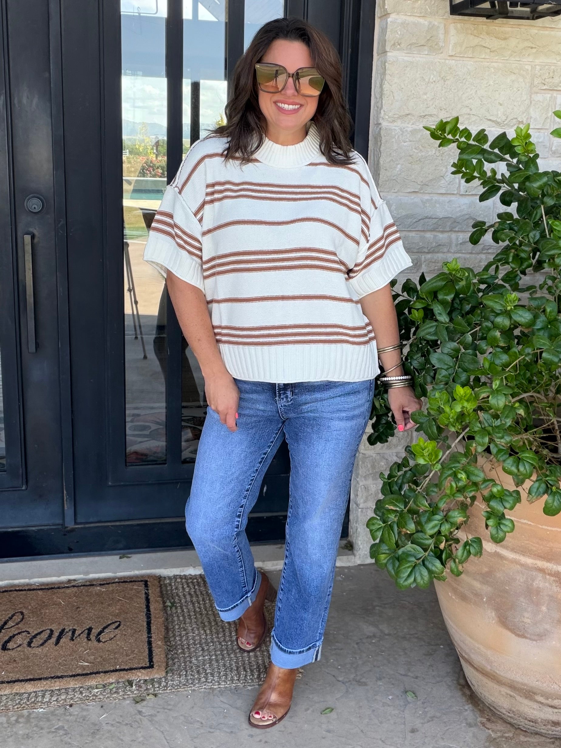 Red & White Striped Terry Top S-L by Zenana | The Hayloft Boutique