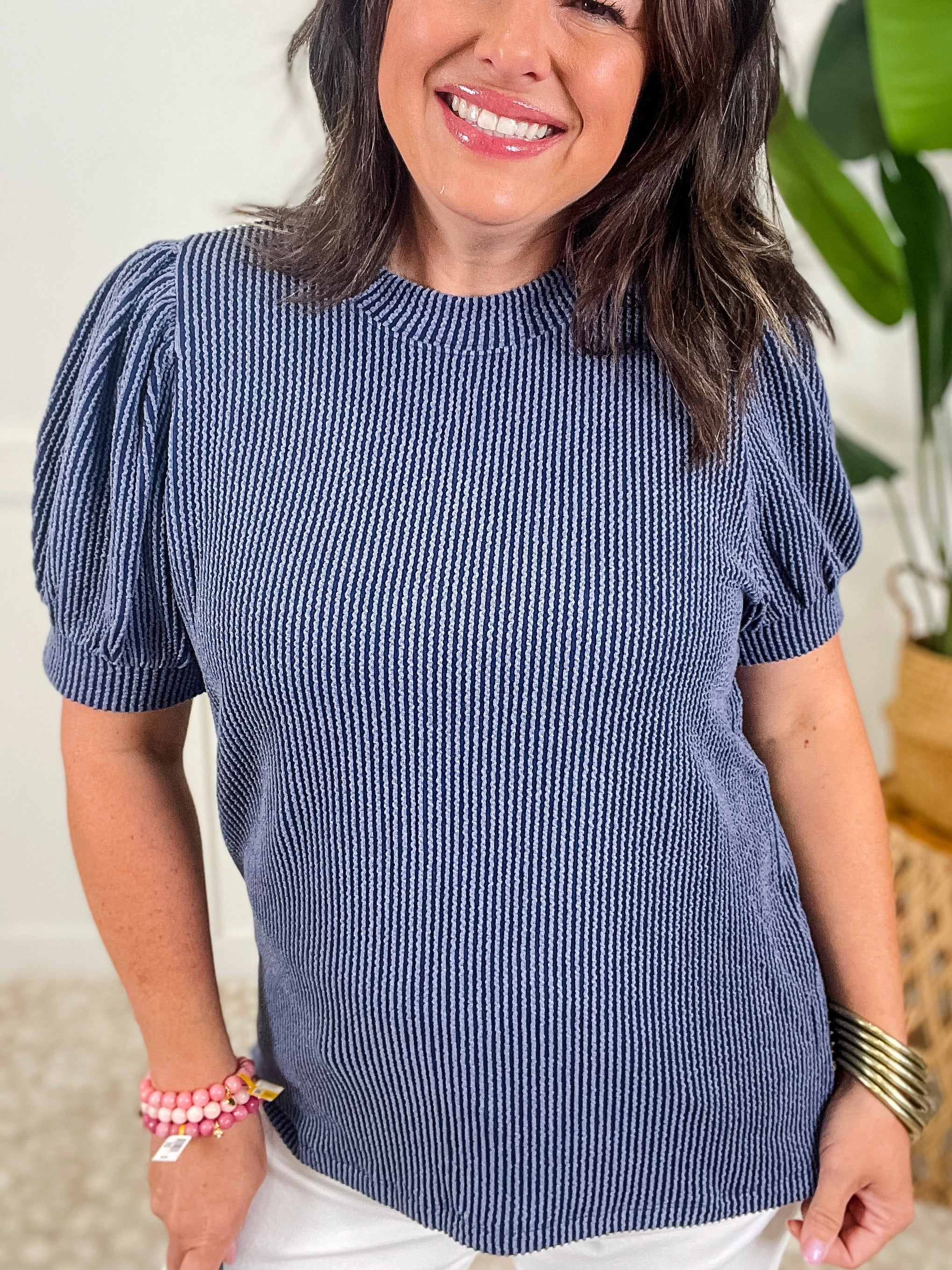 Red & White Striped Terry Top S-L by Zenana | The Hayloft Boutique