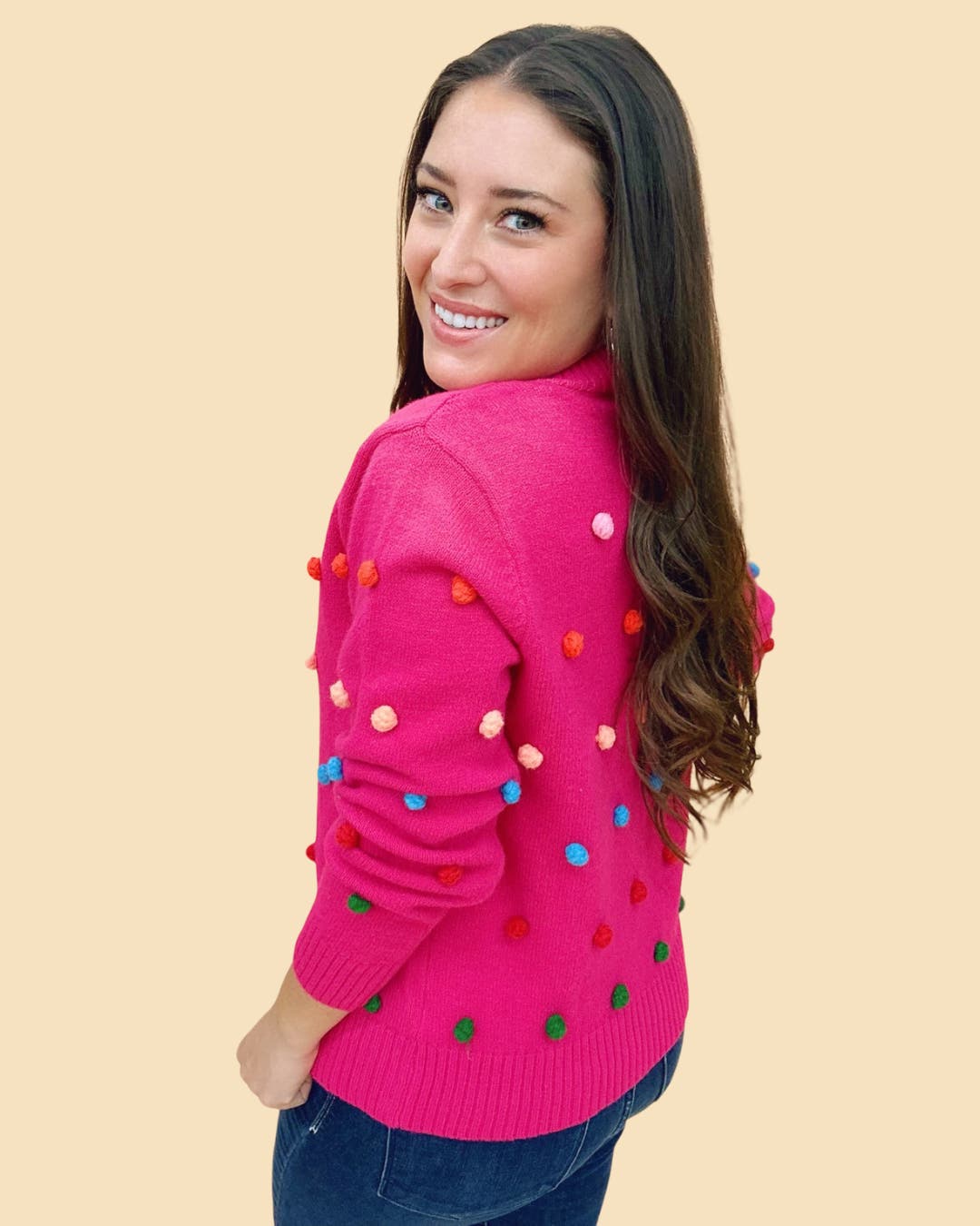 The Pom Party Sweater in Brick main image 1