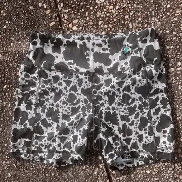 Black Cow Print Biker Shorts | Homepage title
