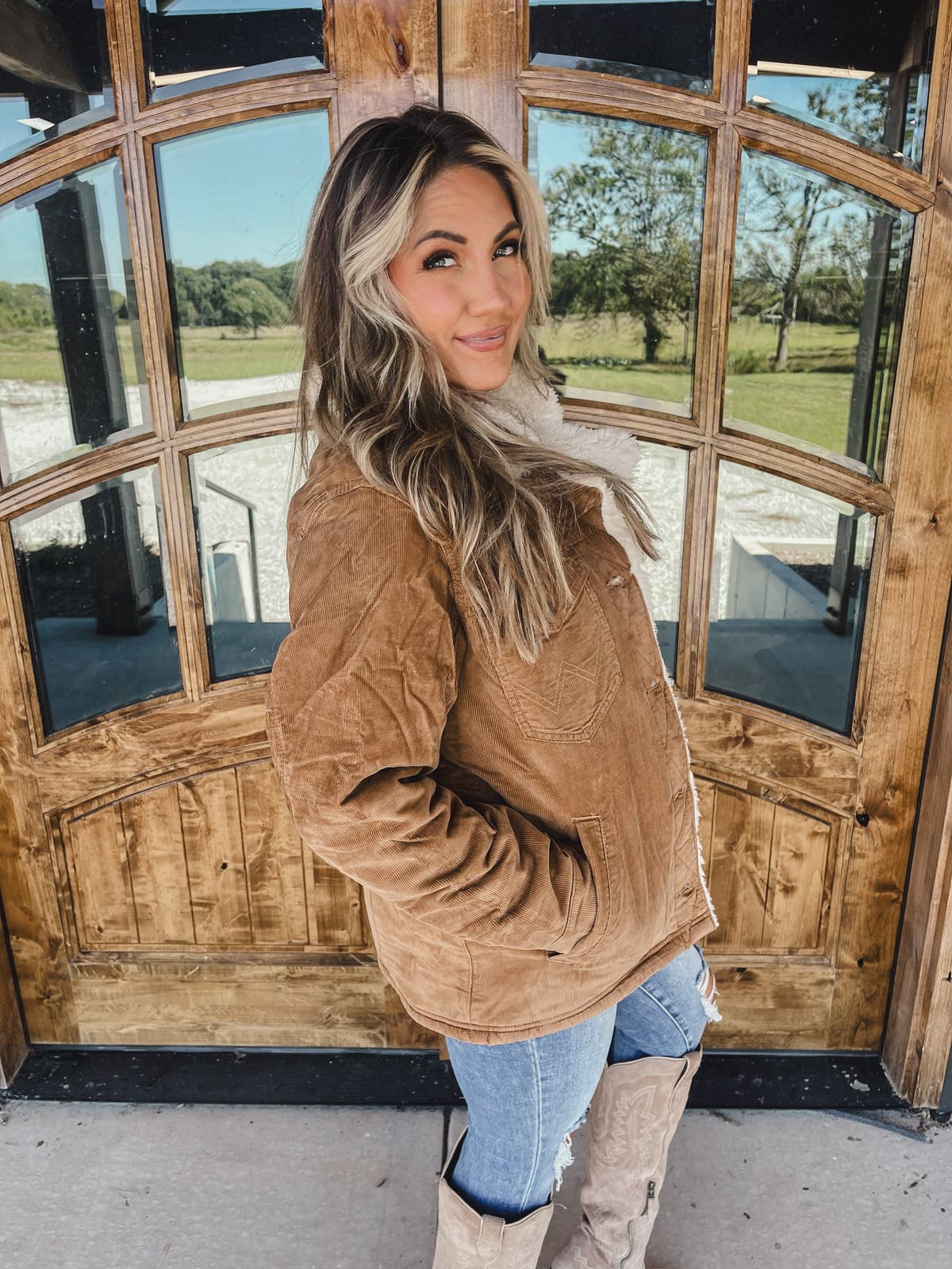 Lined Taupe Denim Jacket Brown Fleeced Denim Jacket Sherpa Fleece