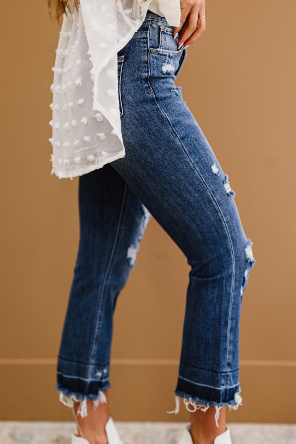 RISEN Chloe Shadow Hem Distressed 