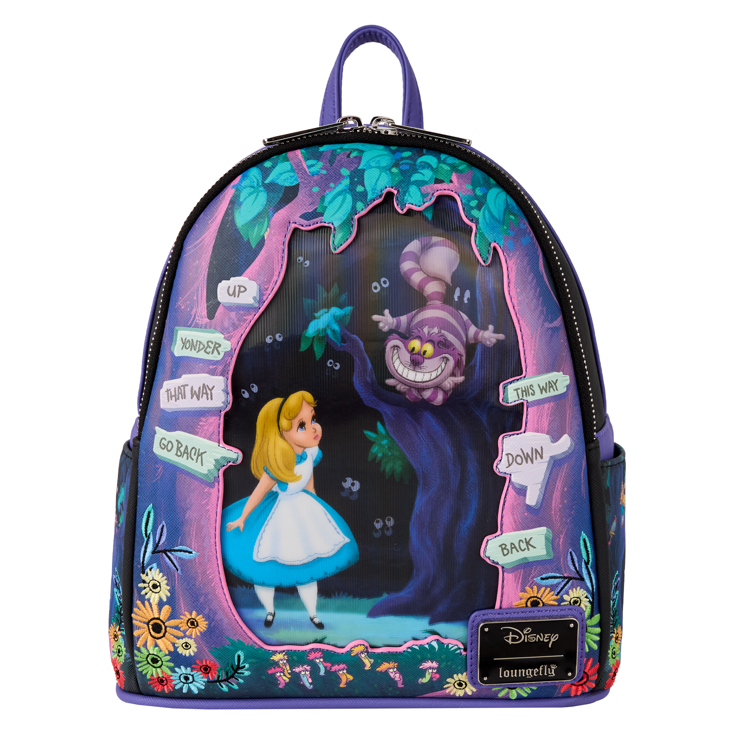 Alice in Wonderland Tulgey Wood Lenticular Mini Backpack | Three