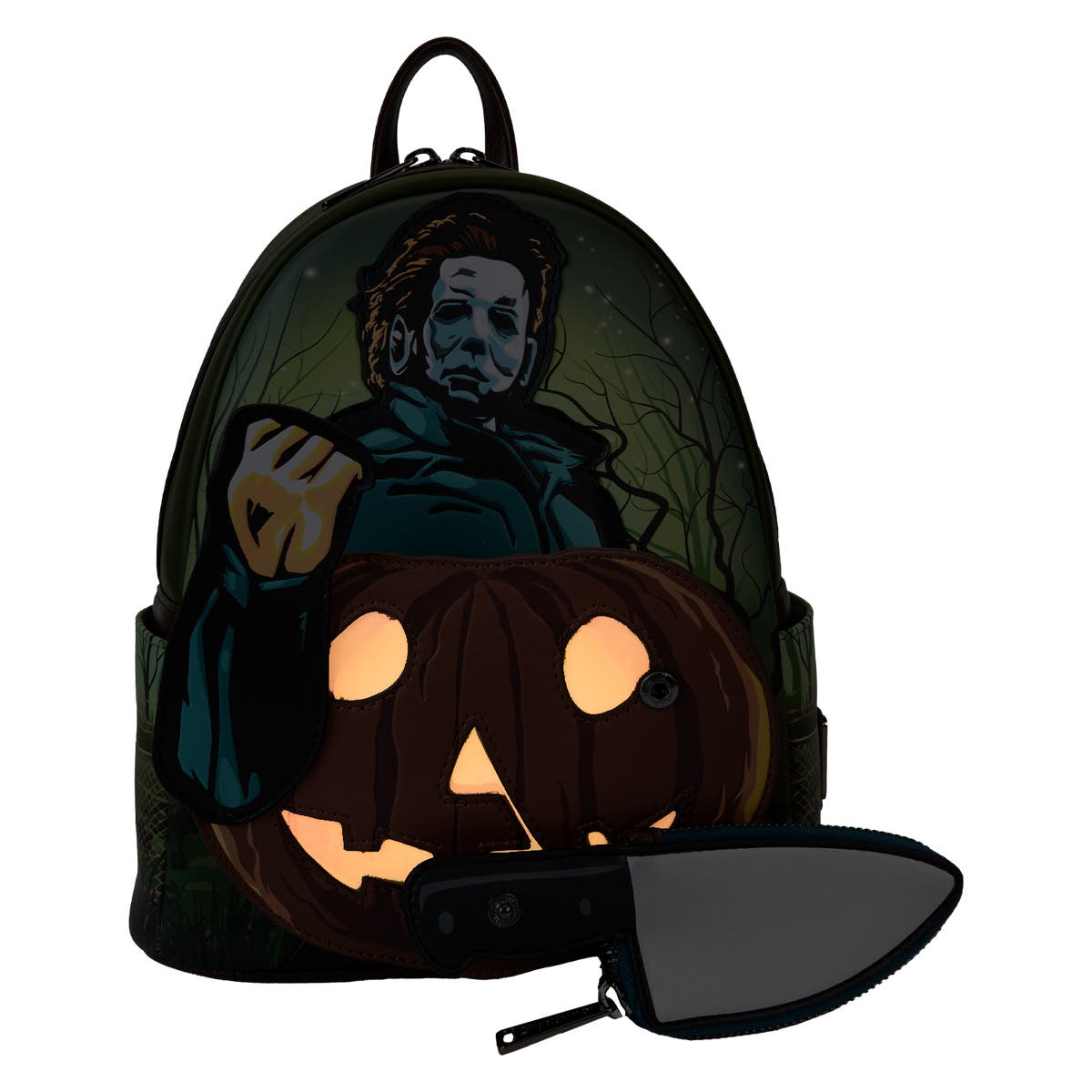 Spirit Pumpkin Face Mini Backpack and Coin Purse - Orange and Green HALLOWEEN-MICHAEL-MEYERS-067.jpg main image 2