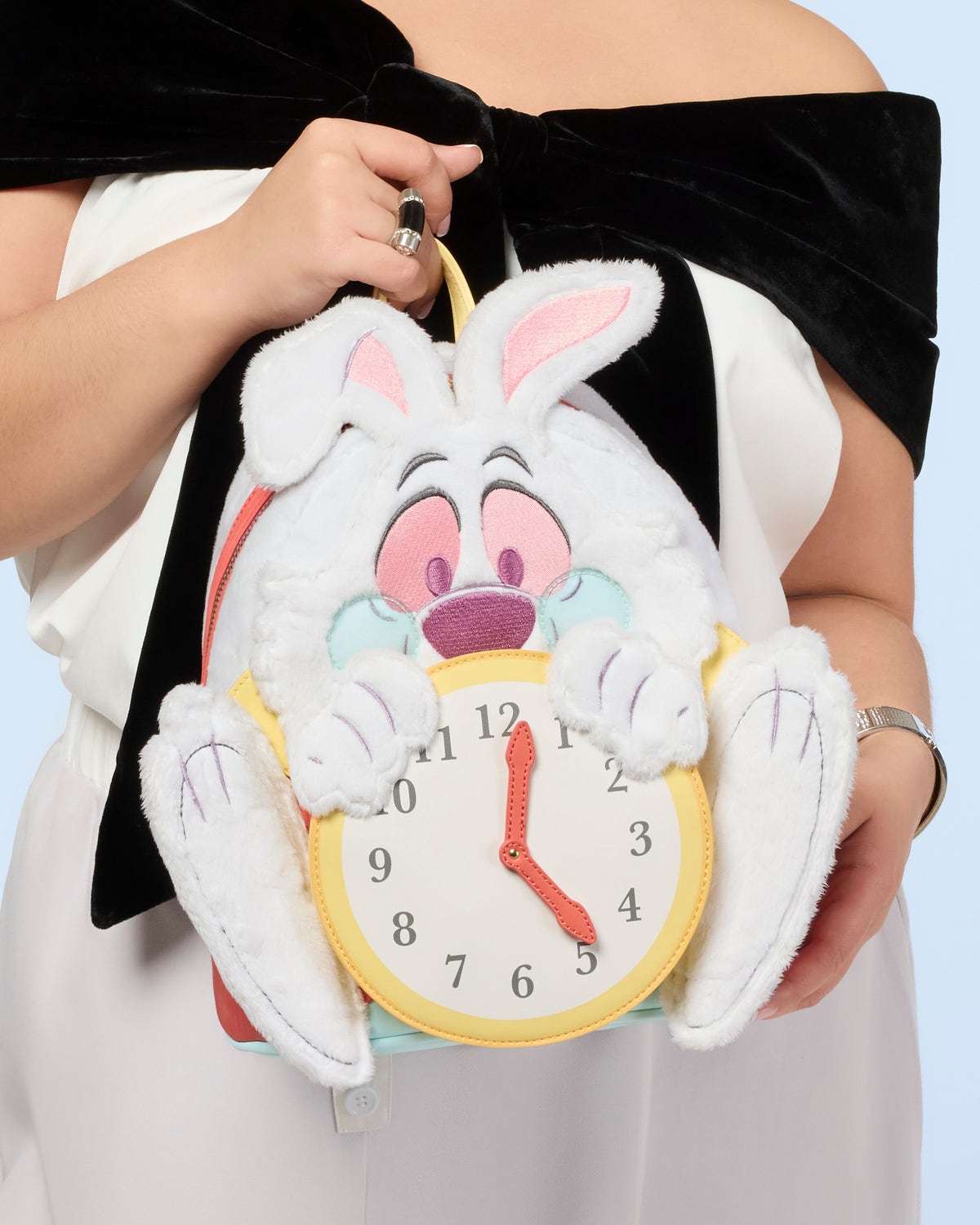 Loungefly Alice In Wonderland White Rabbit Plush Clock Mini  display picture 3