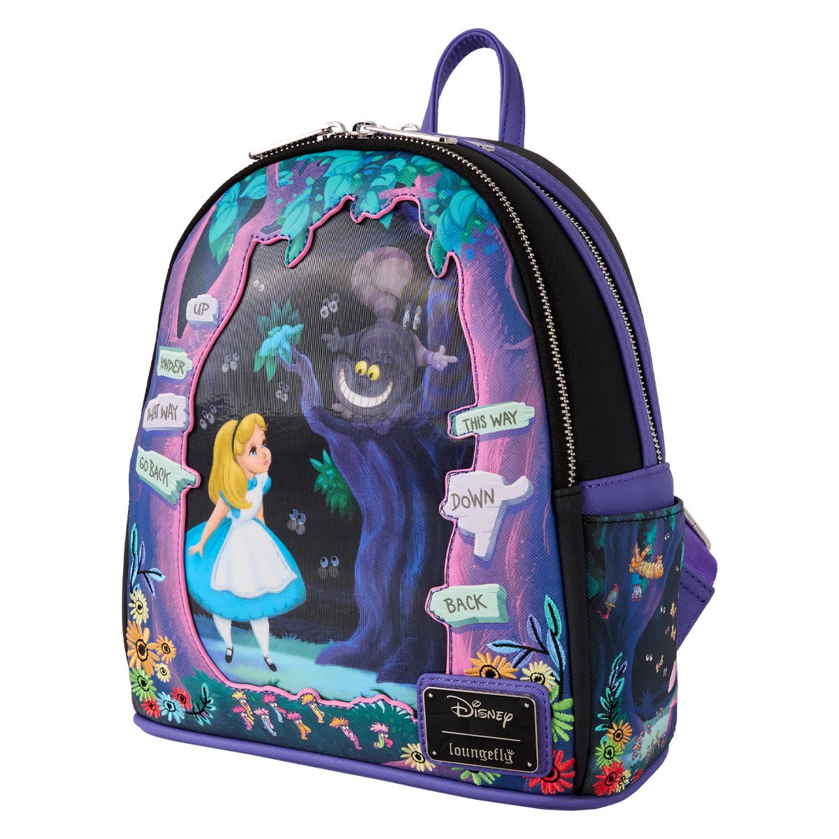 Alice in Wonderland Tulgey Wood Lenticular Mini Backpack | Three