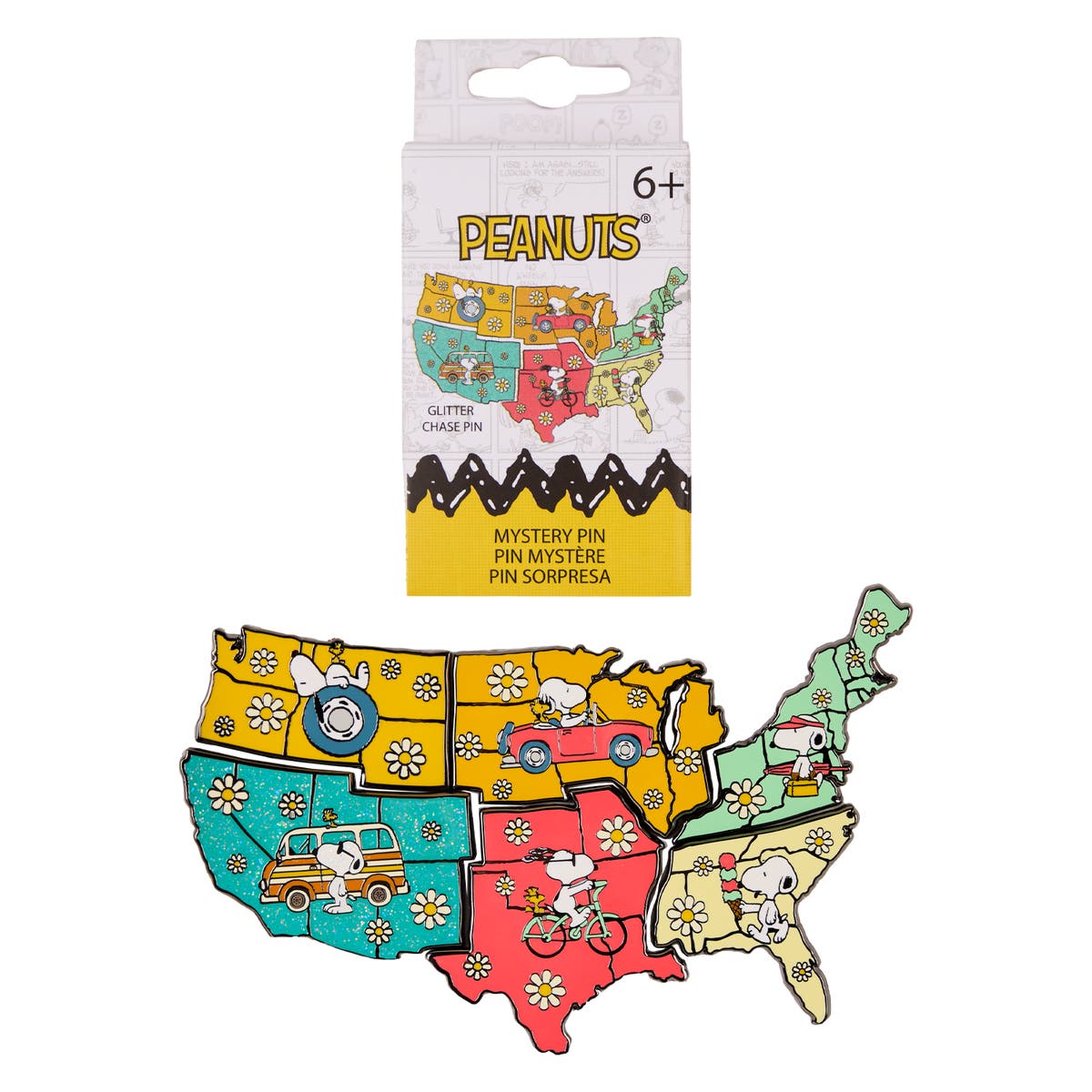 Peanuts Snoopy Road Trip Map Blind Box Pins | Three Little Mingos