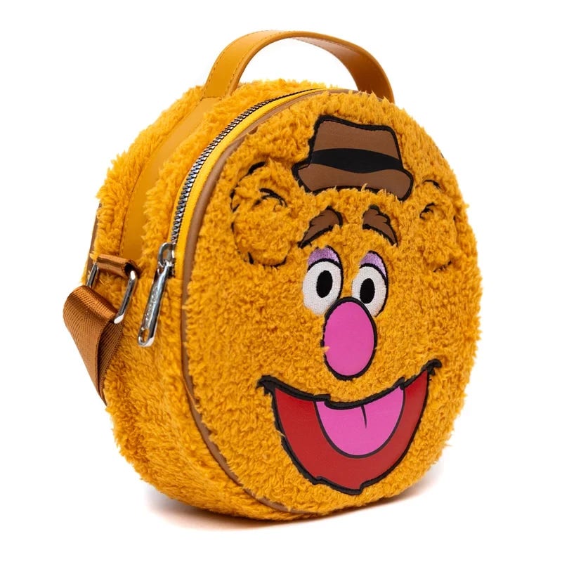 ま*り様 ヘッドグーニー HEAD GOONIE/スカート/バックトゥーザフュー The Muppets Fozzie Bear Face Faux Fur Round Crossbody Bag | Three