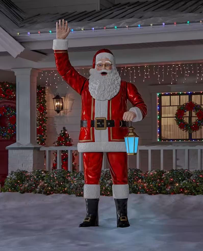 8 ft. Giant-Sized LED Towering Santa with Multi-Color Lantern