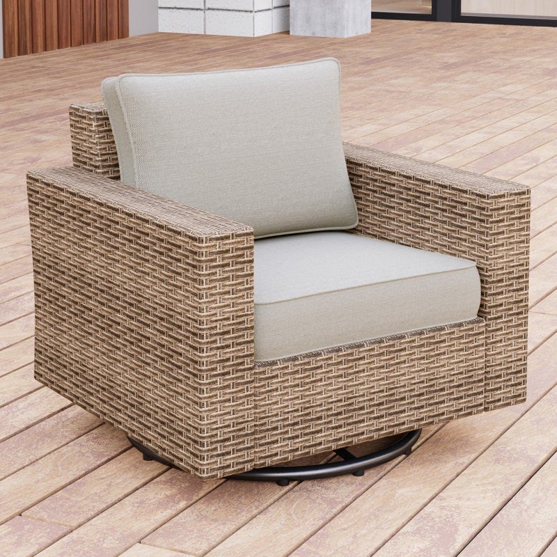 Oversized Swivel Patio Chair with Cushions
