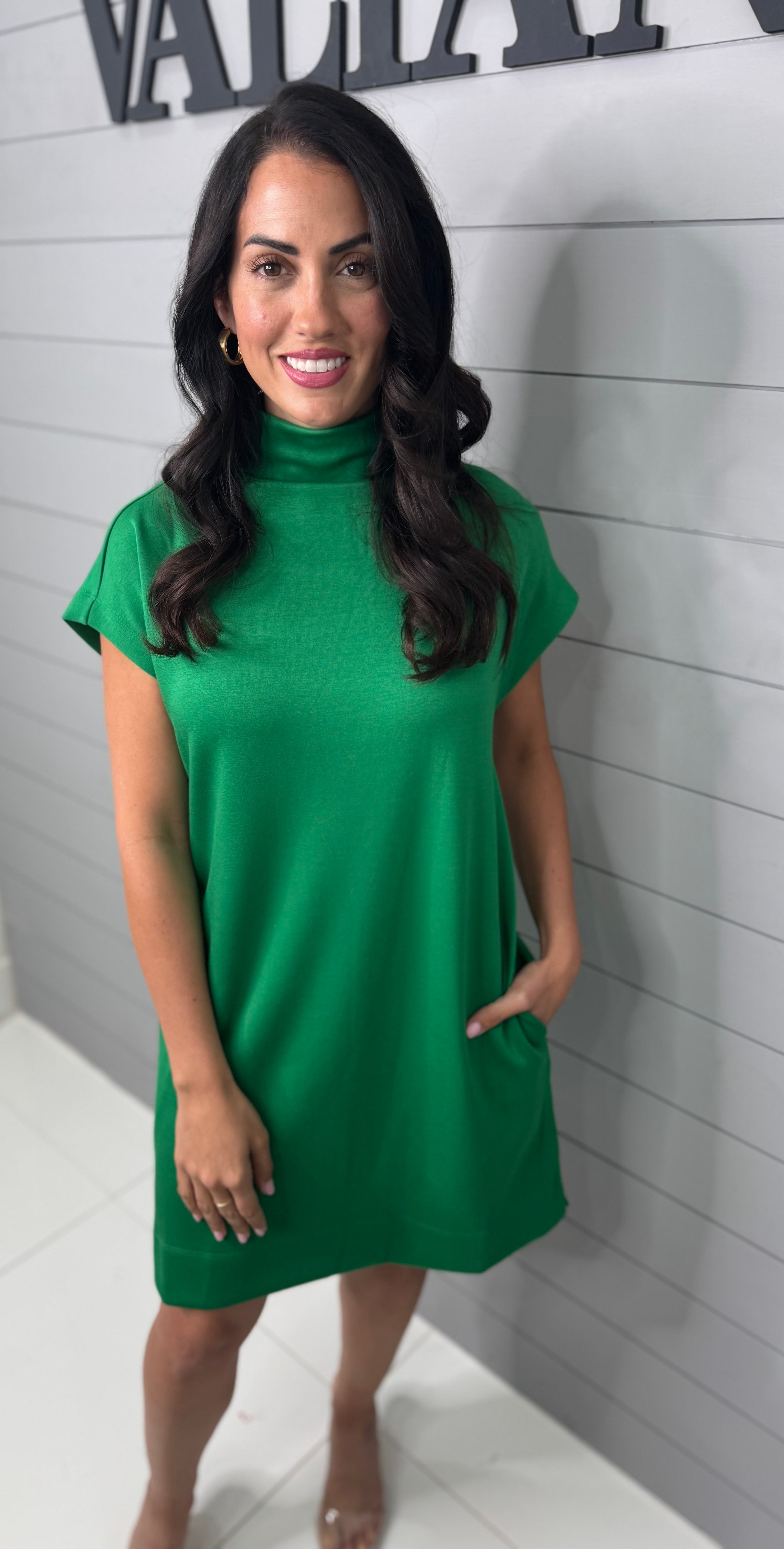 green emerald velvet dress Brooklynn One-Shoulder Accordion Pleat Dress Kelly Green M main image 0