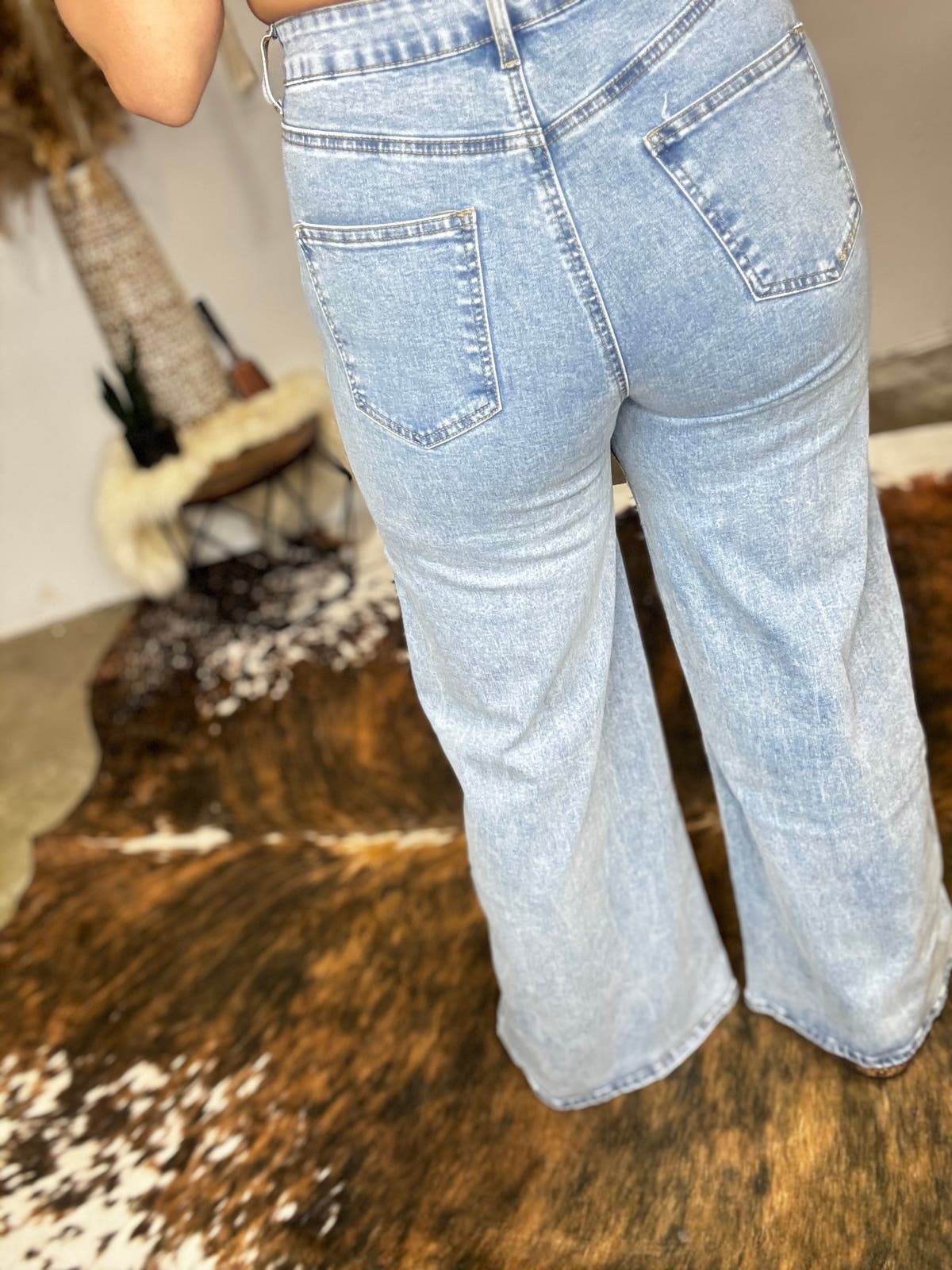 Mid Rise Crystal Slit Bottom Denim Jeans