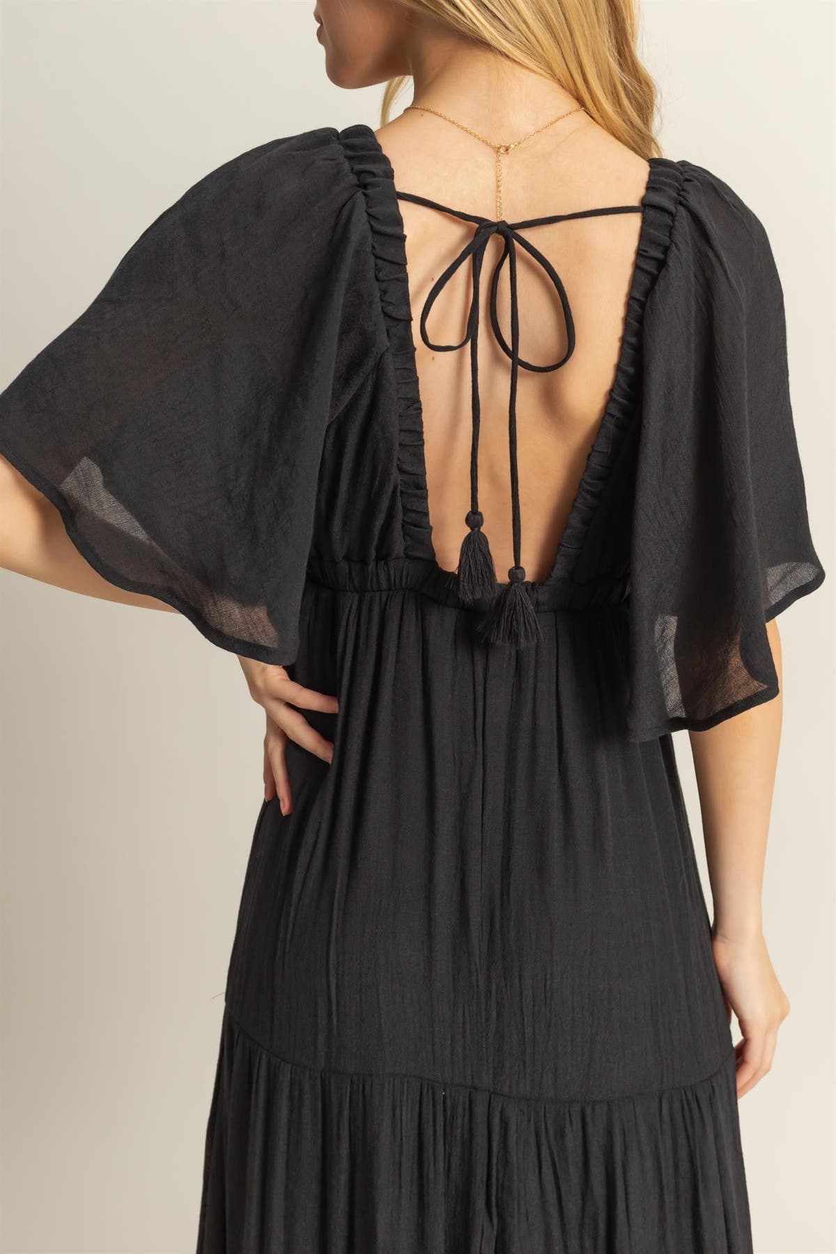 flowy maxi dress black Verlaine Black Satin Maxi Dress main image 0