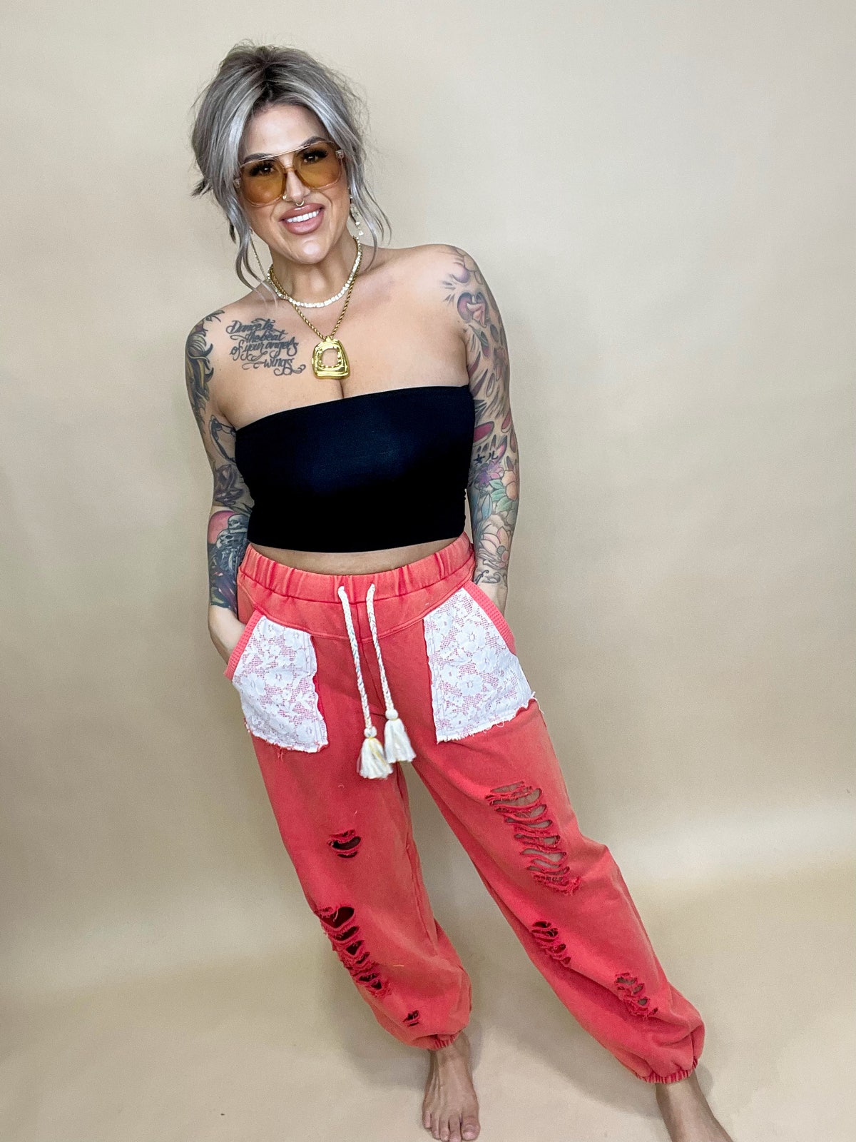 Brodie Lace Pocket Jogger Pants - 3 COLORS