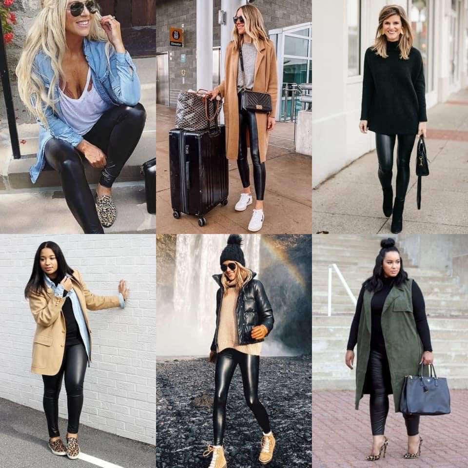 Faux Leather Leggings - BLACK