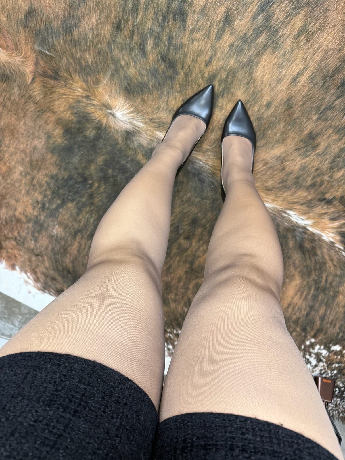 Sheer Fleece Lined Tights - NUDE