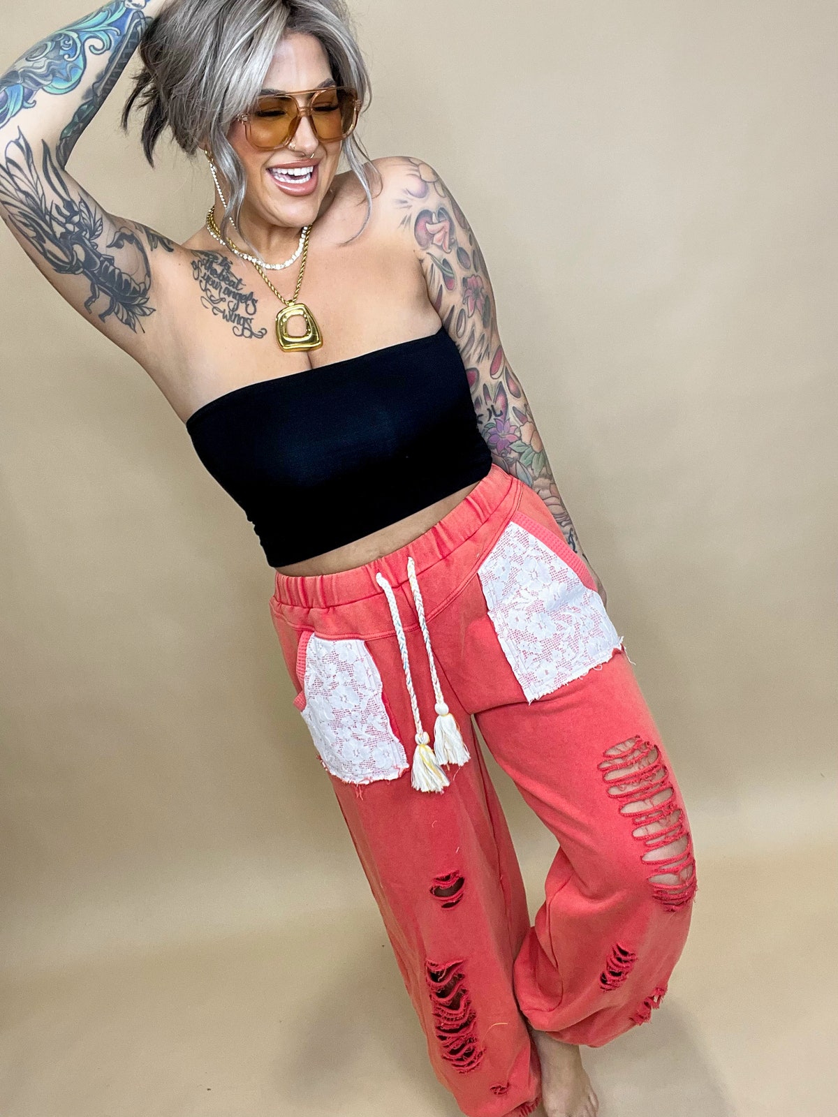 Brodie Lace Pocket Jogger Pants - 3 COLORS