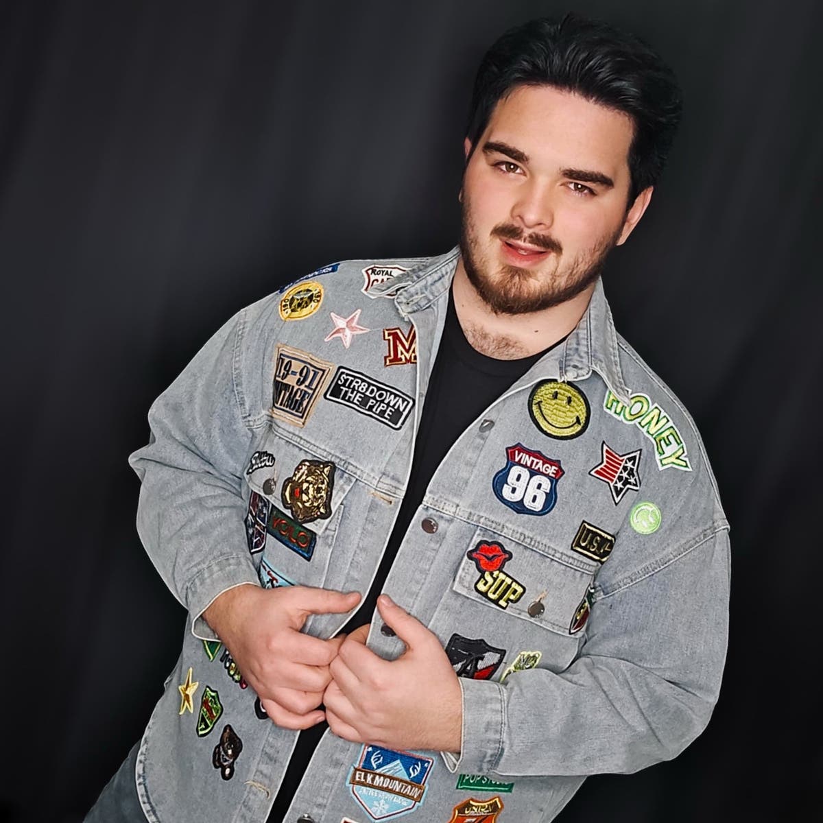 Patched Denim Jacket - Denim