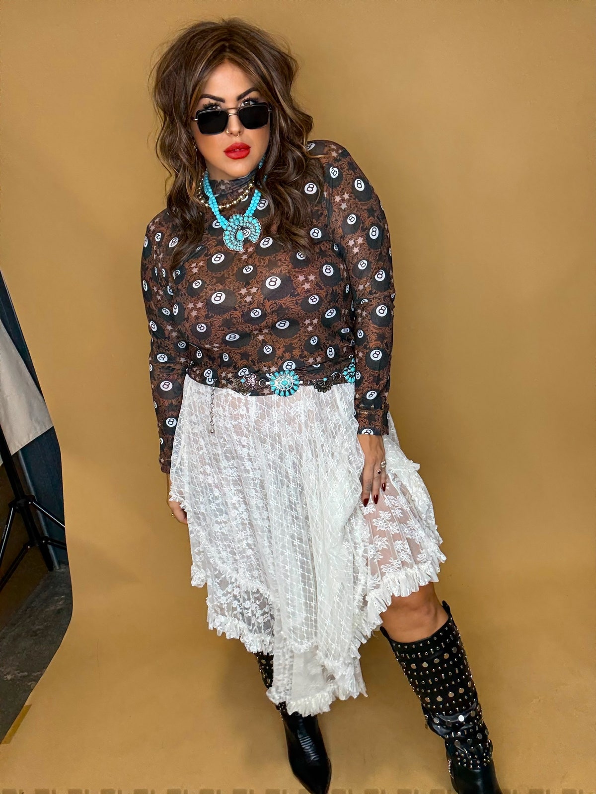 Layered Lace Midi Skirt