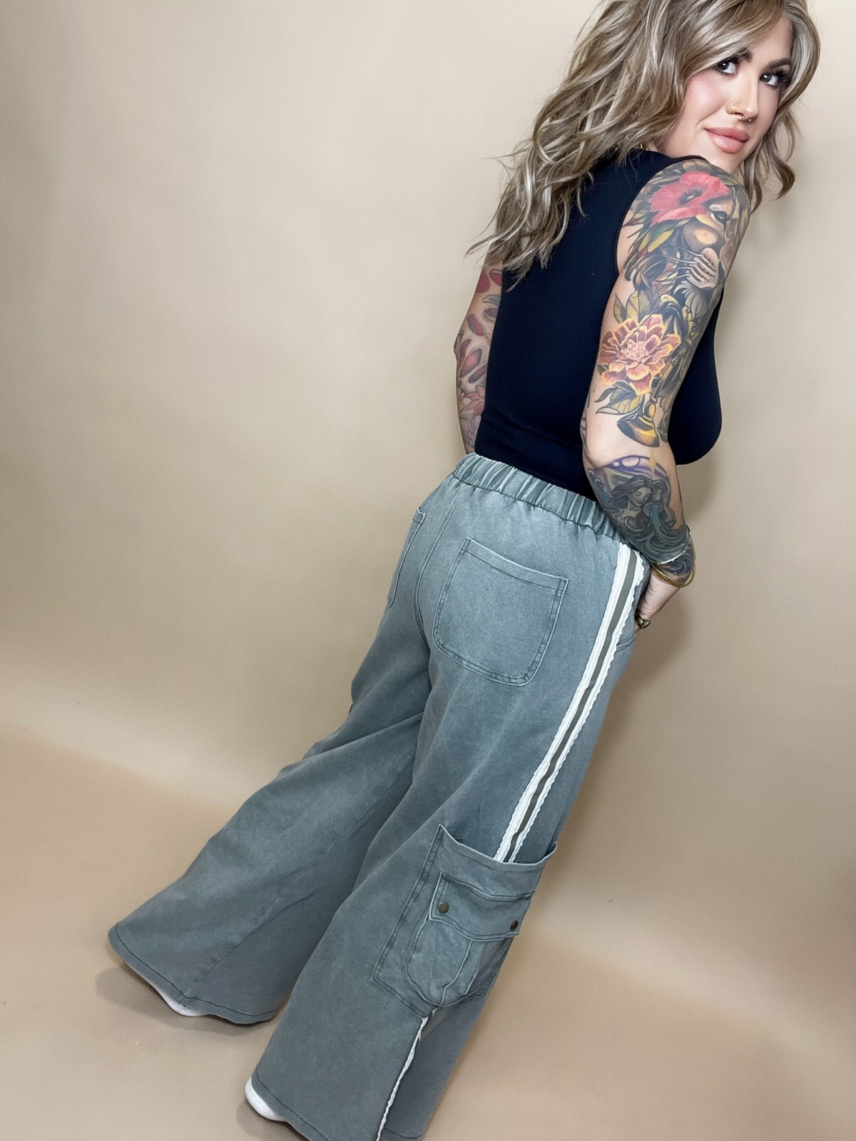 Dimity Wide Leg Cargo Pants - 2 COLORS