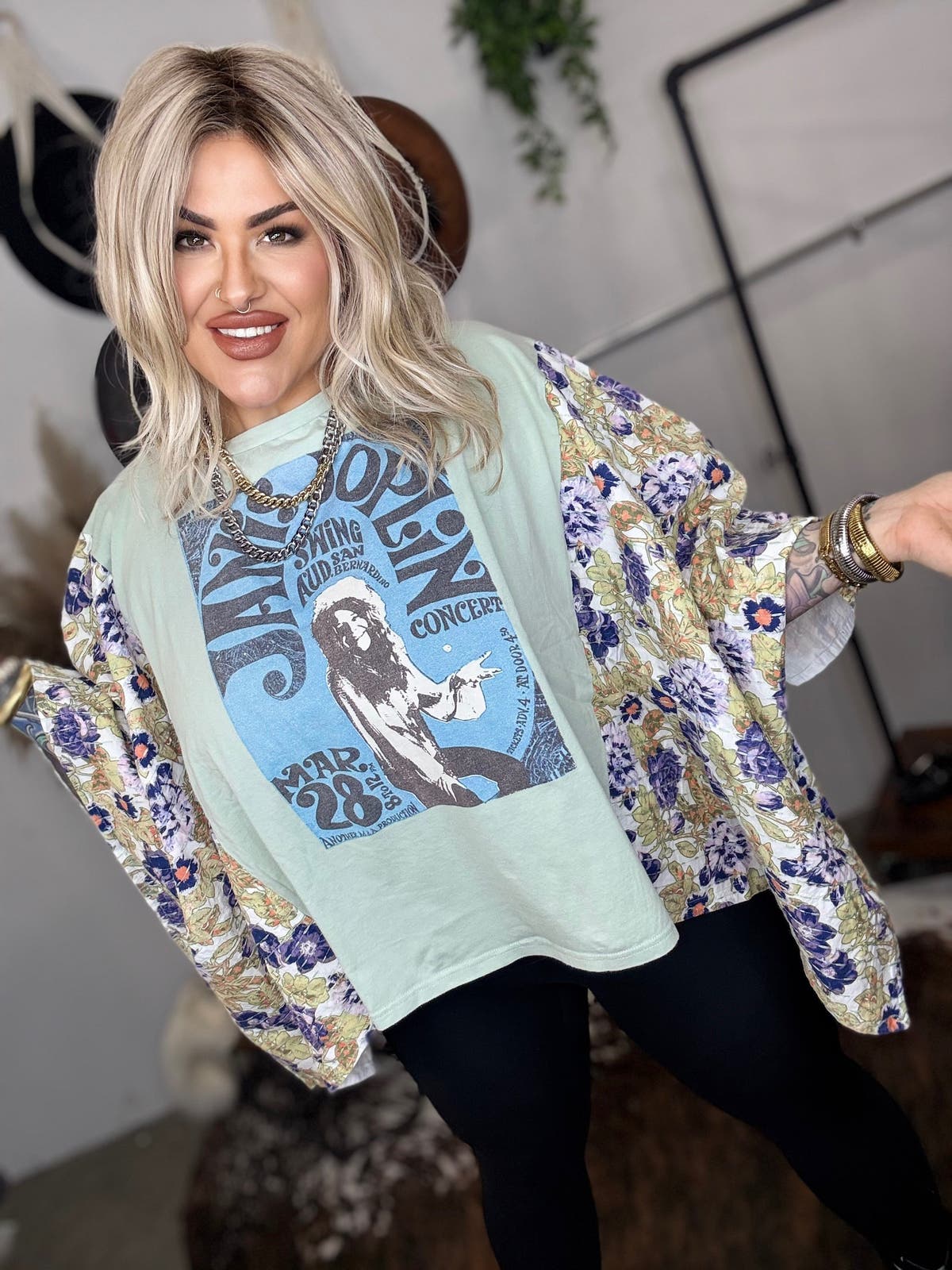 Janis Print Quilted Poncho