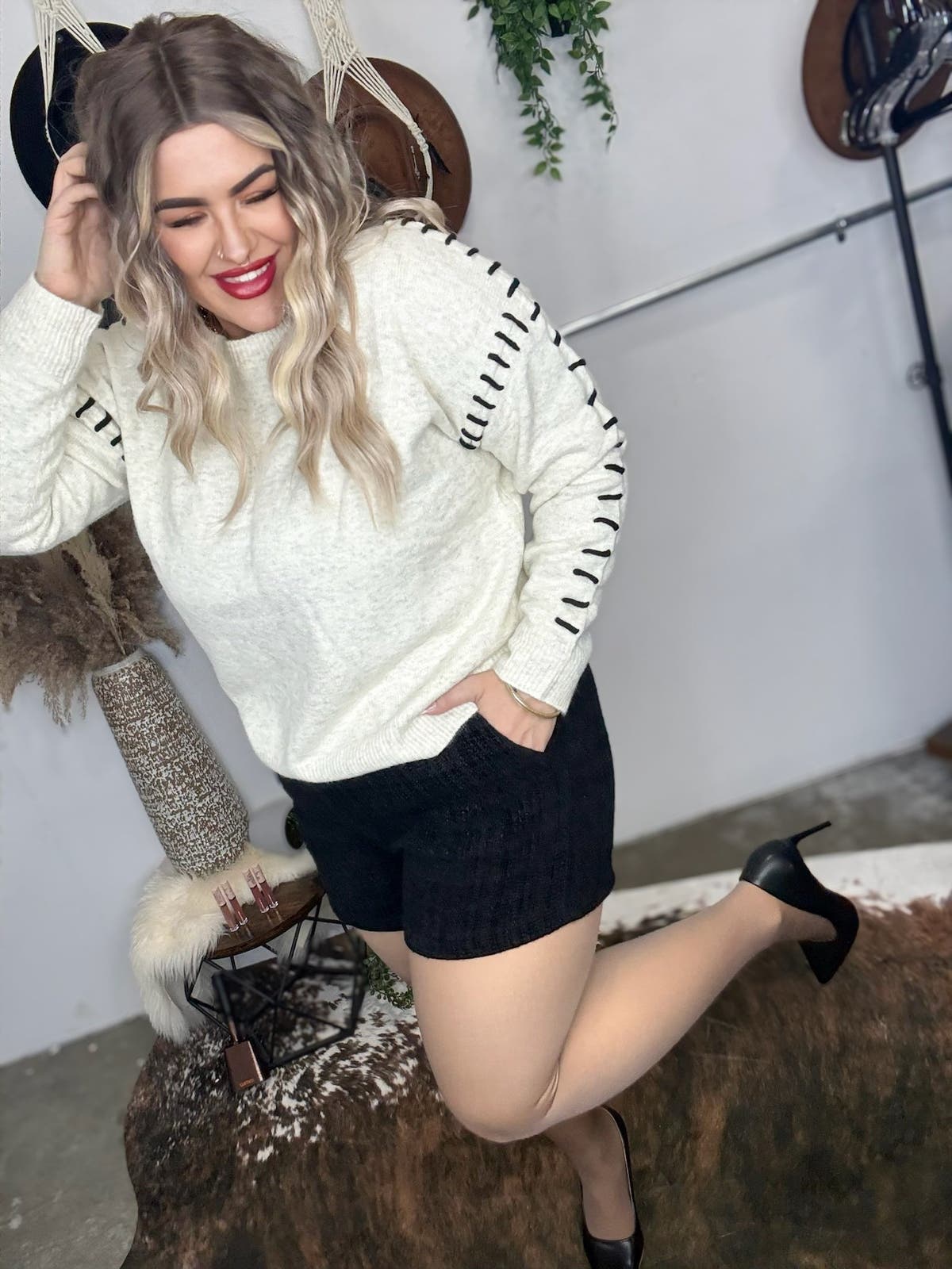 Sheer Fleece Lined Tights - NUDE