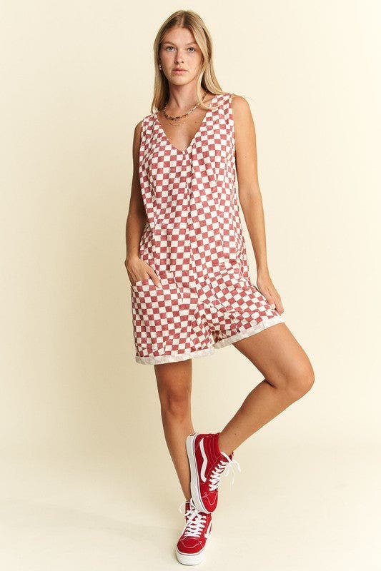 SALE* Plaid Print Romper - RED *Final Sale*