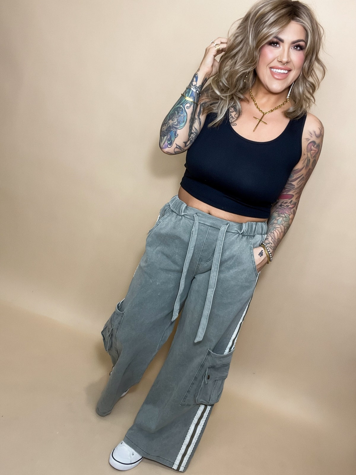 Dimity Wide Leg Cargo Pants - 2 COLORS