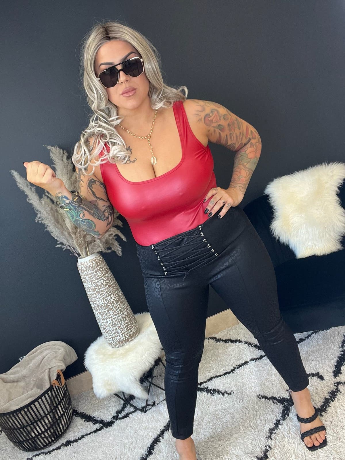 Faux Leather Bodysuit