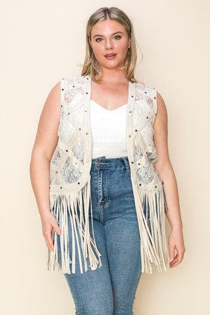 SALE* Lace Suede Fringe Vest - PLUS SIZE ONLY *Final Sale*