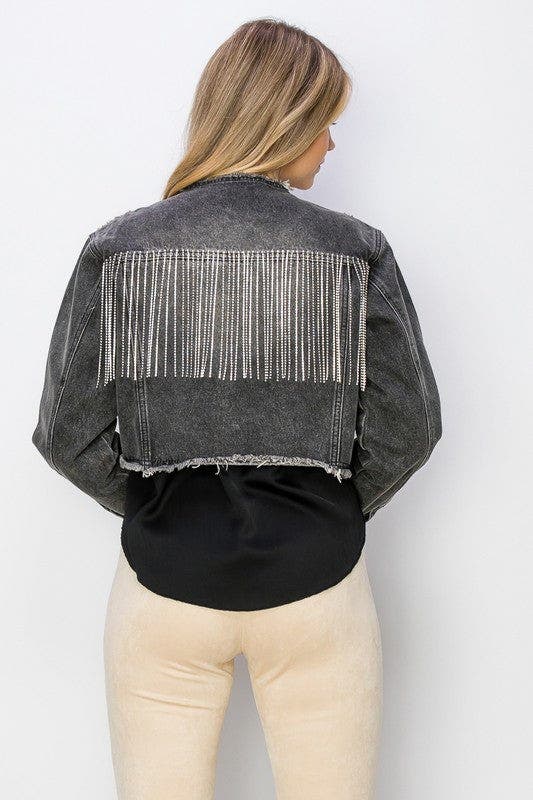 Cropped Jean Jacket - BLACK