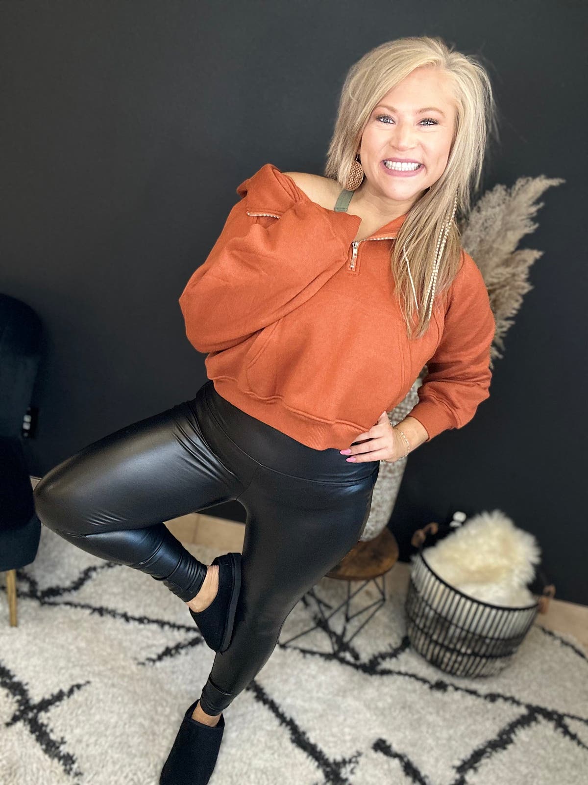 Faux Leather Leggings - BLACK