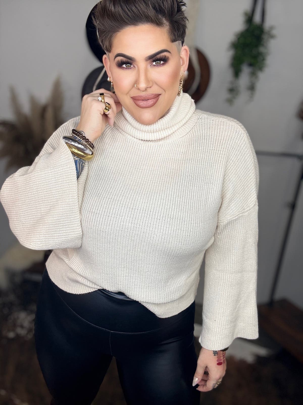 SALE* Turtleneck Bell Sleeve Crop Sweater *Final Sale*