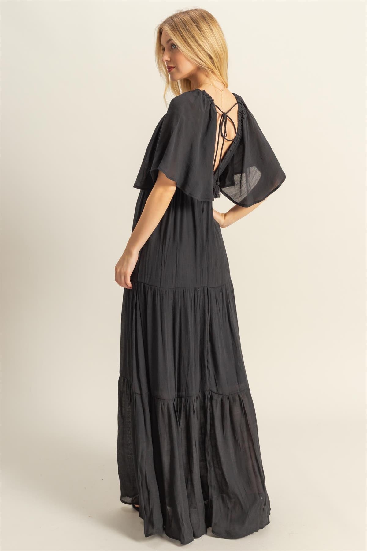slim fit dress slacks Baltic Born Womens Summerlin Lace Top Maxi Dress | Black main image 0
