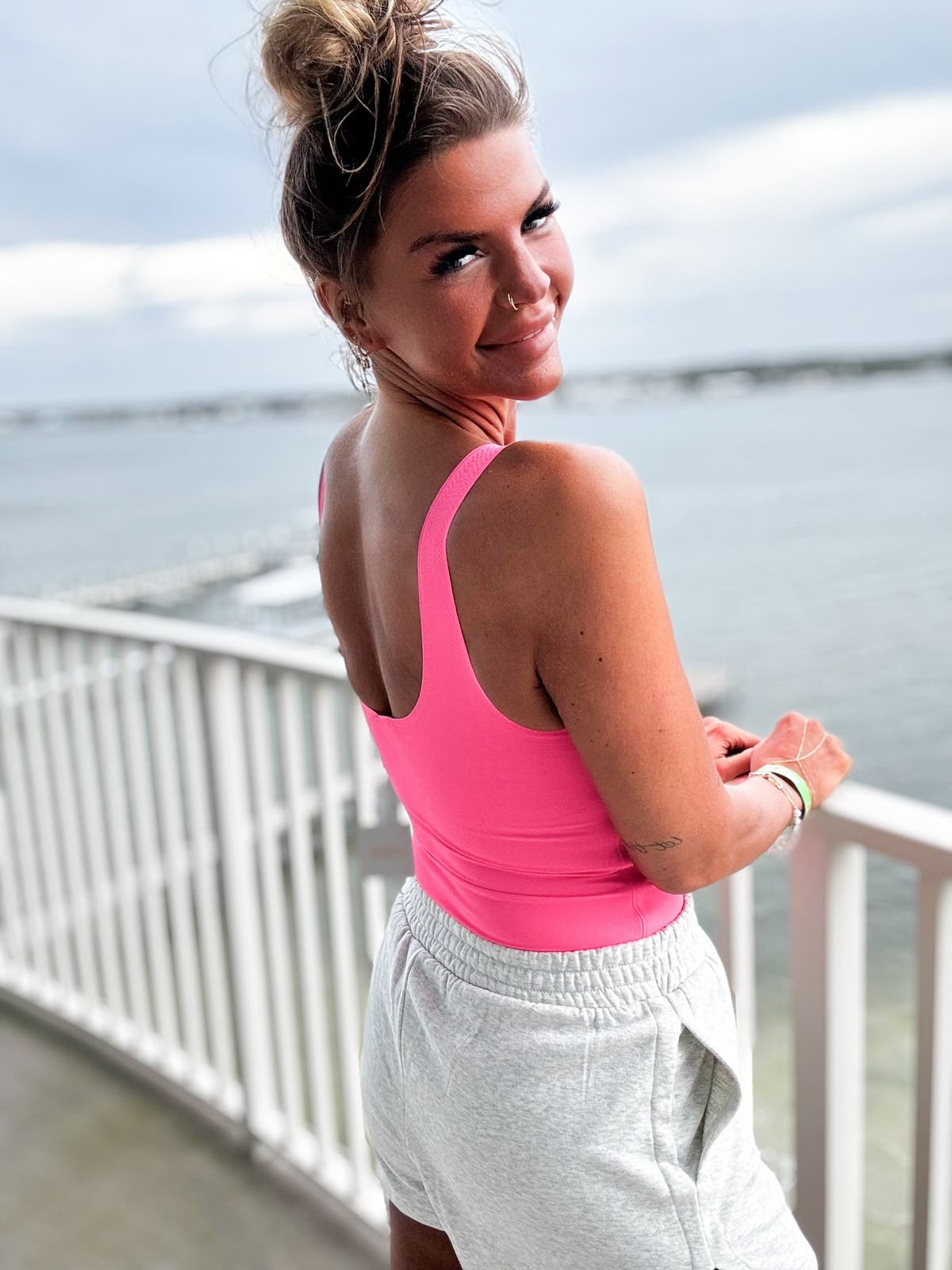 Double Layer Sealing Bodysuit - NEON PINK