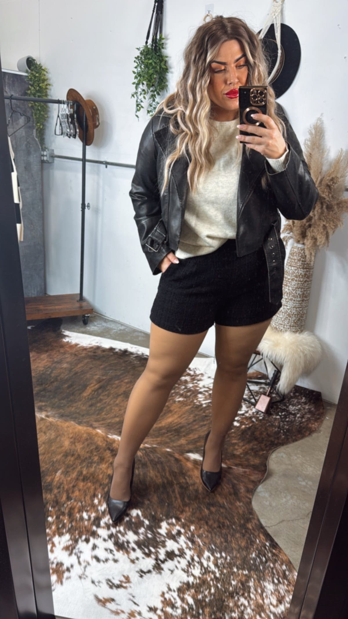 Sheer Fleece Lined Tights - NUDE