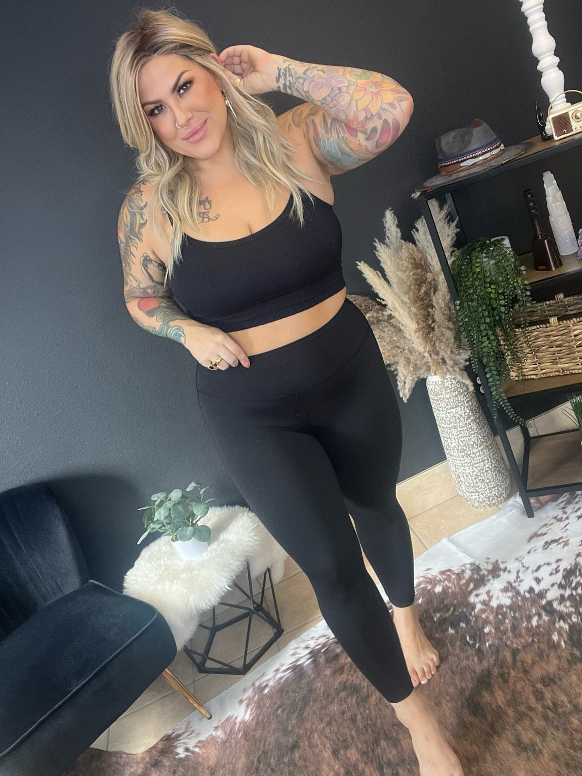Lucy Microfiber Full Length Leggings - BLACK